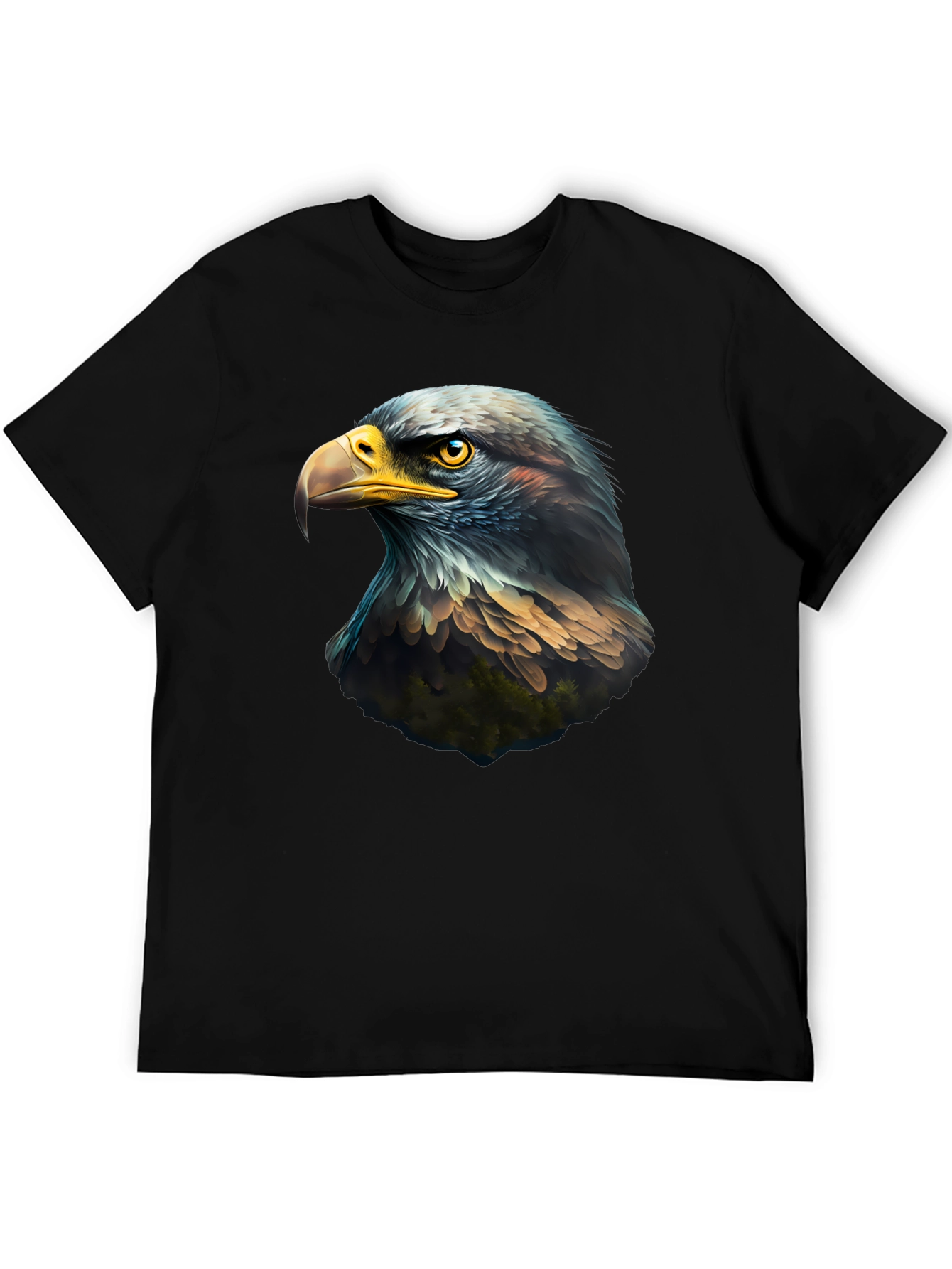 Black Eagle Head Graphic Black T-Shirt view 5