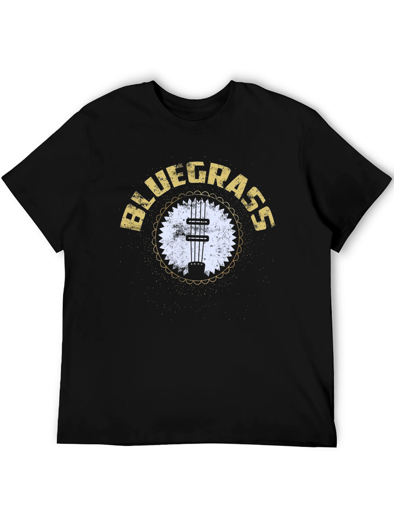 Black Bluegrass Mandolin Black T-Shirt view 5