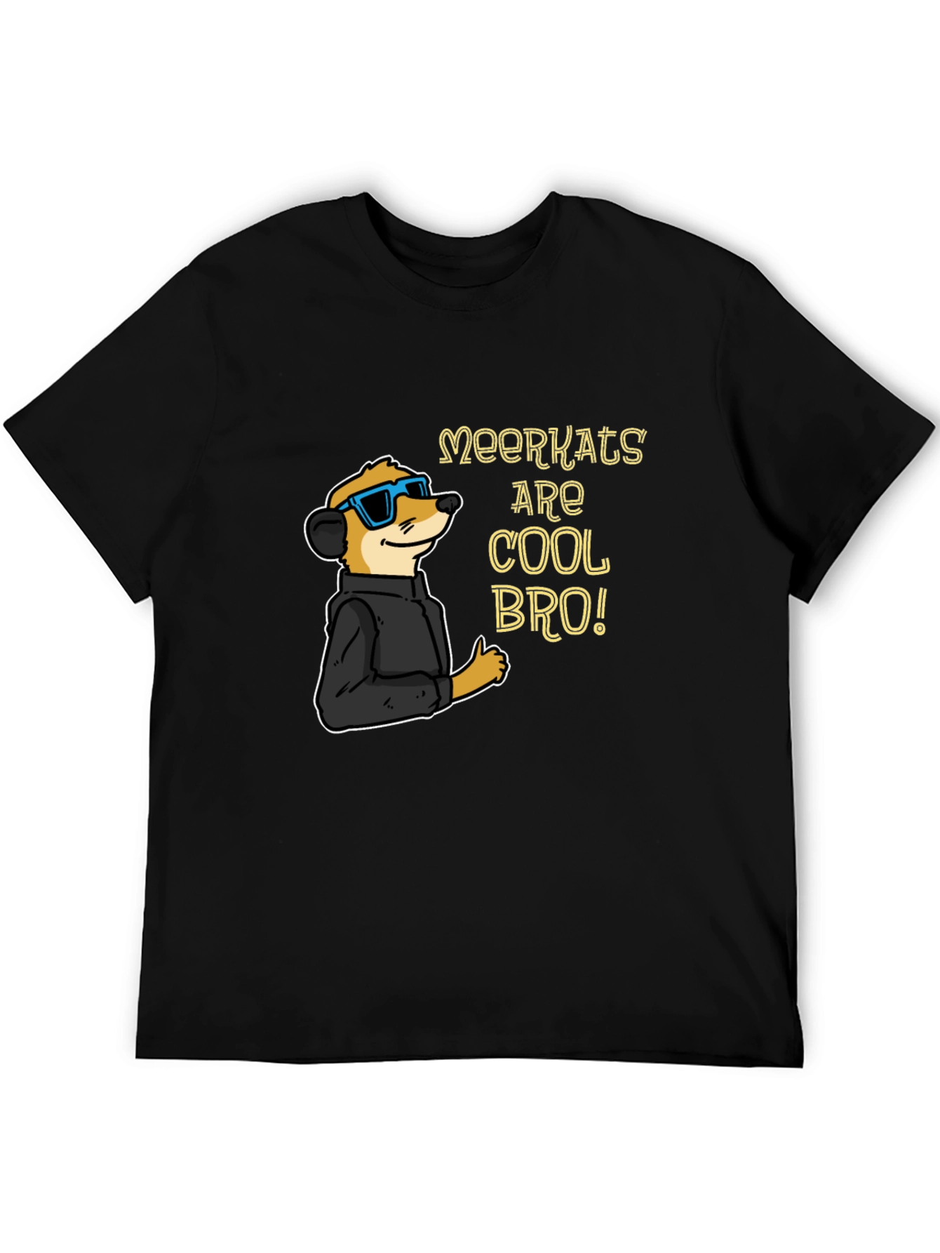Black Cool Meerkat T-Shirt - Black Cotton Tee view 5