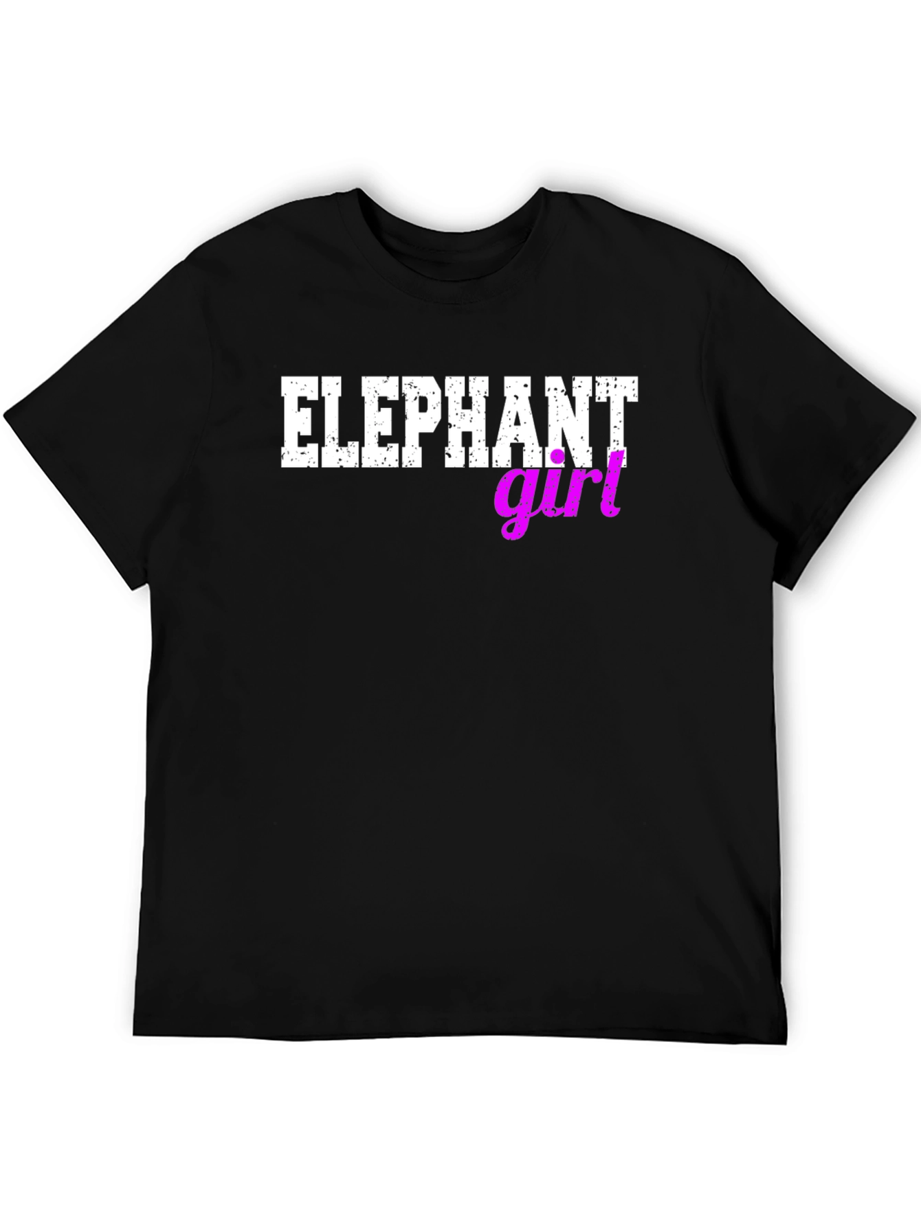 Black Elephant Girl Graphic Tee - Novelty Print Black T-Shirt view 5