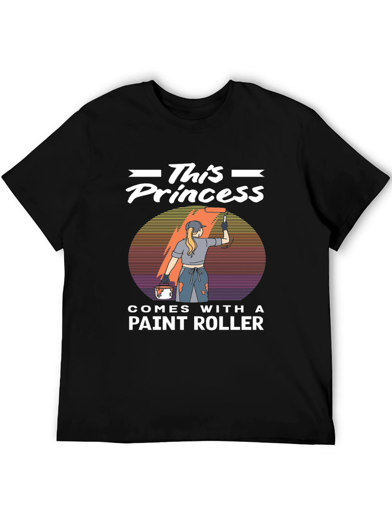 Black This Princess Comes With A Paint Roller T-Shirt view 5