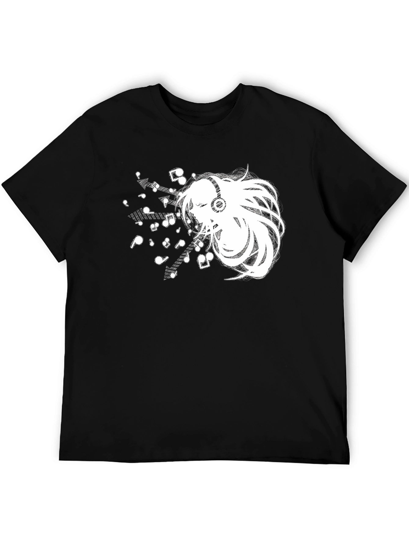 Black Anime Music Lover Black T-Shirt view 5