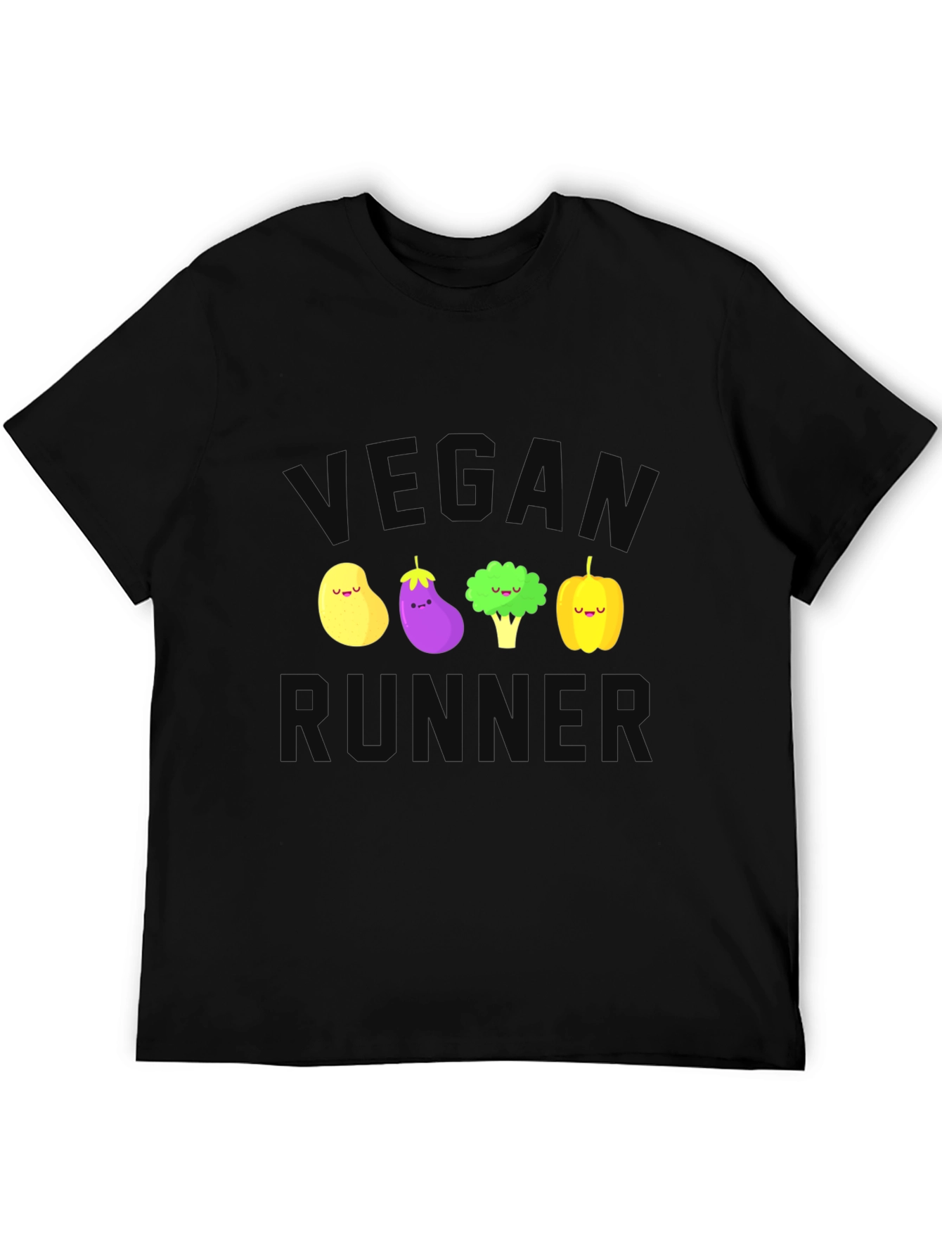 Black Vegan Runner T-Shirt - Cute Vegetable Design view 5