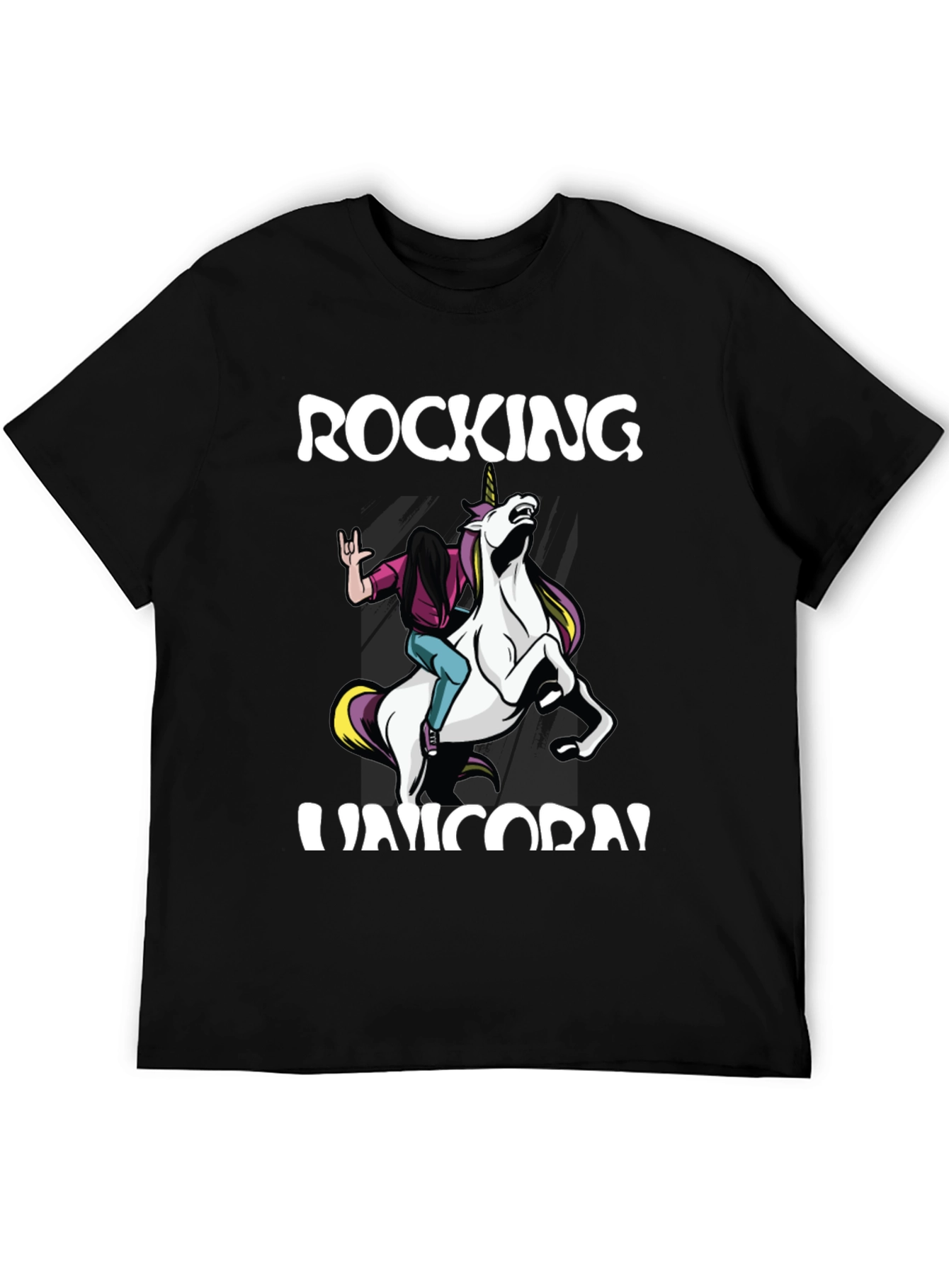 Black Rocking Unicorn Graphic Tee view 5