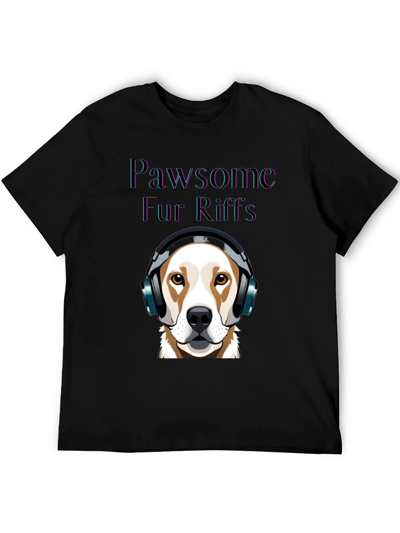 Black Pawsome Fur Riffs T-Shirt: Dog Lover's Music Tee view 5
