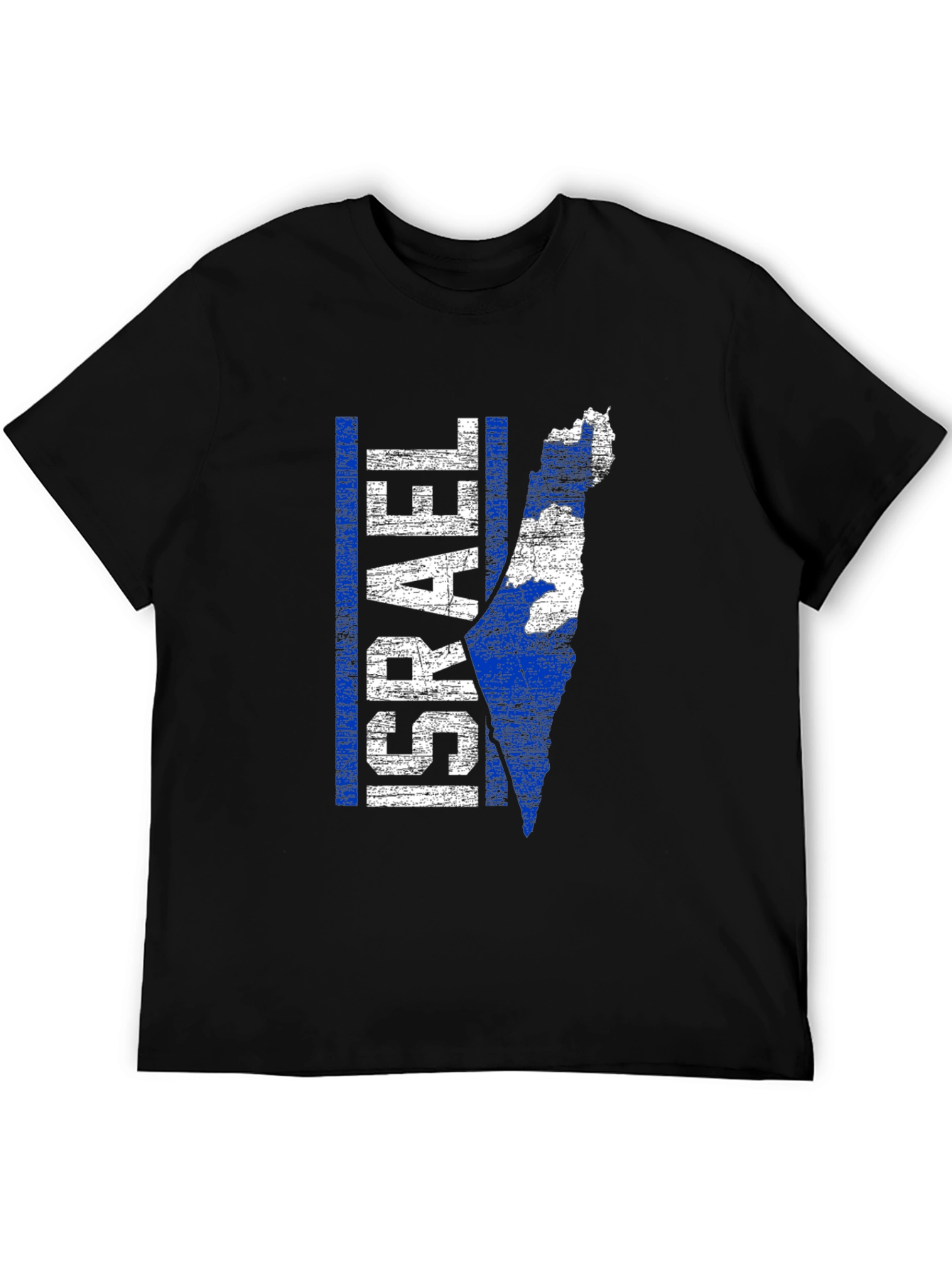 Israel Map Graphic T-Shirt - Blue & White Print - 5
