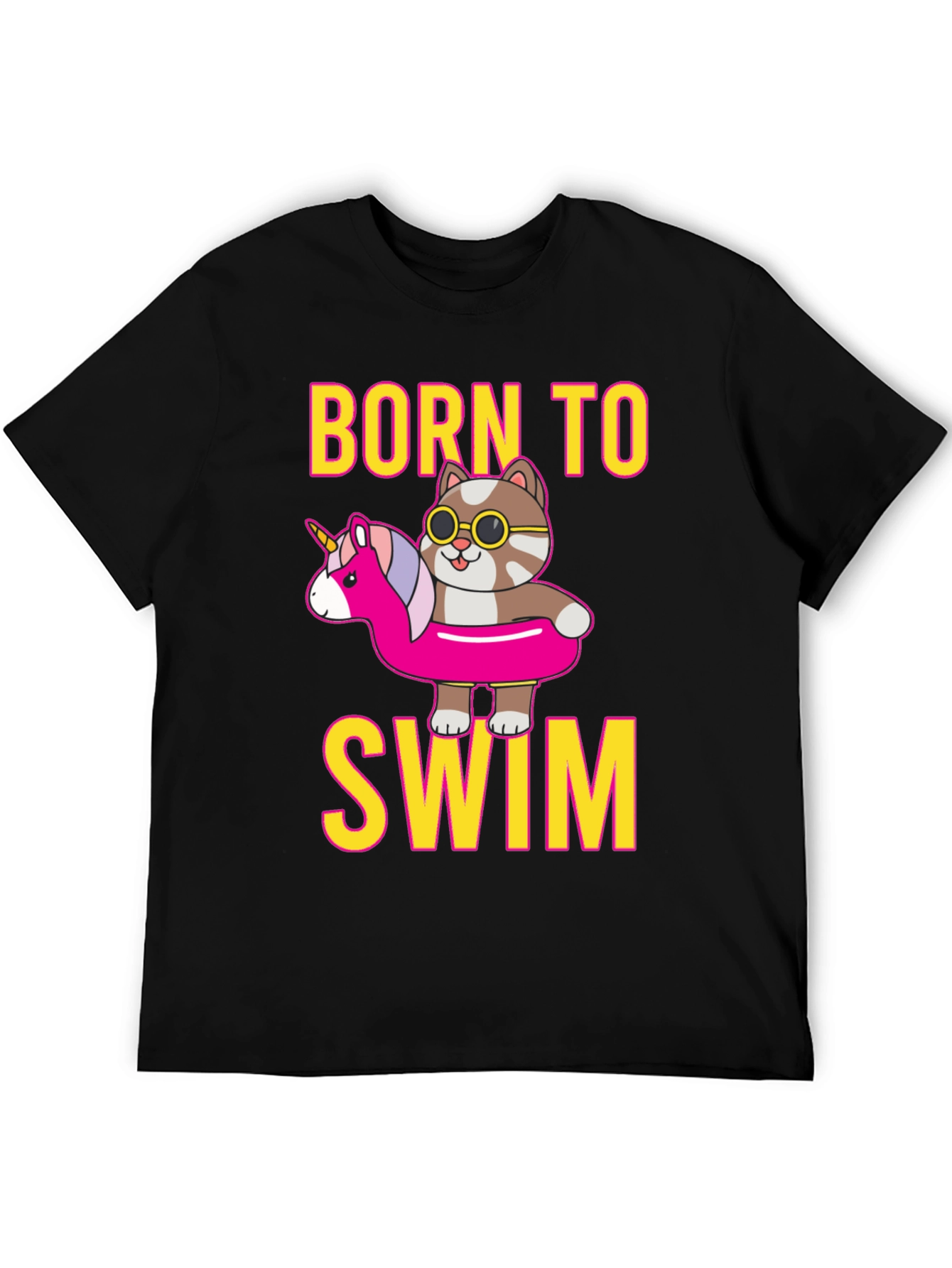 Black Born To Swim Cat T-Shirt  view 5