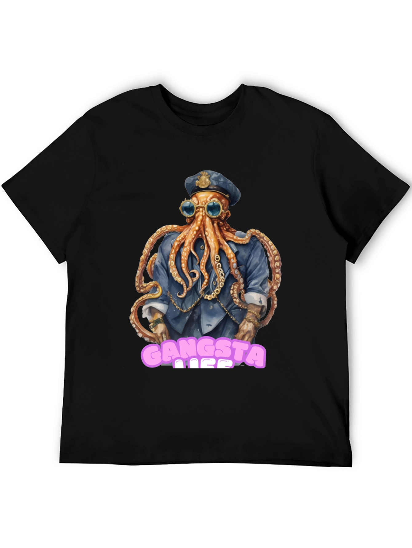 Black Gangsta Octopus T-Shirt view 5