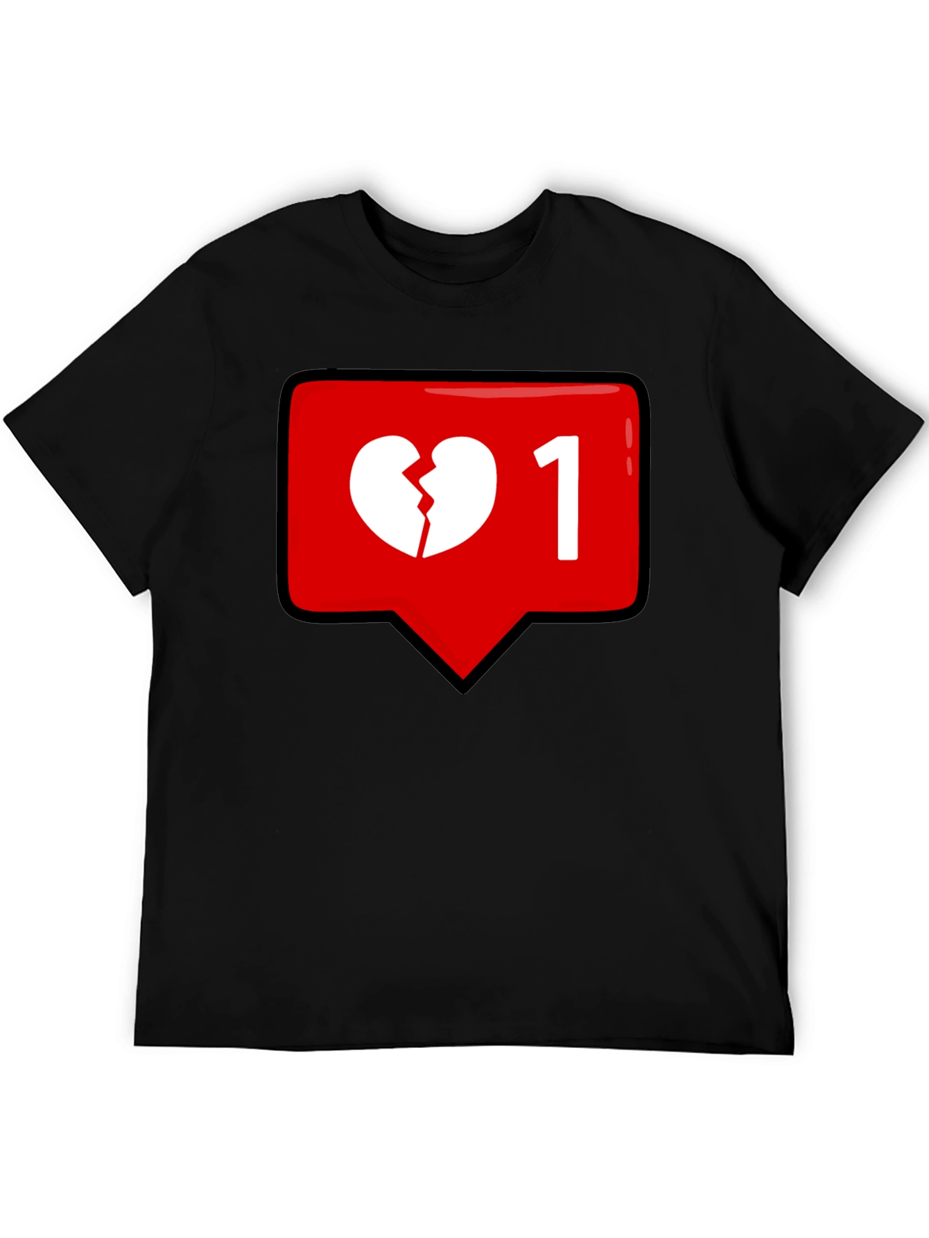 Black Broken Heart Single Like Black T-Shirt view 5