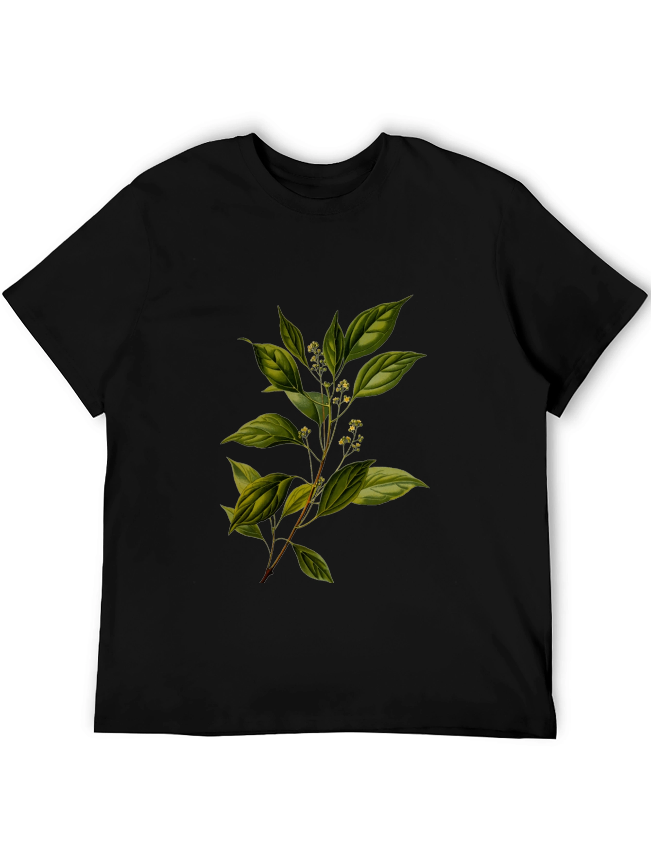 Black Botanical Print Black T-Shirt view 5