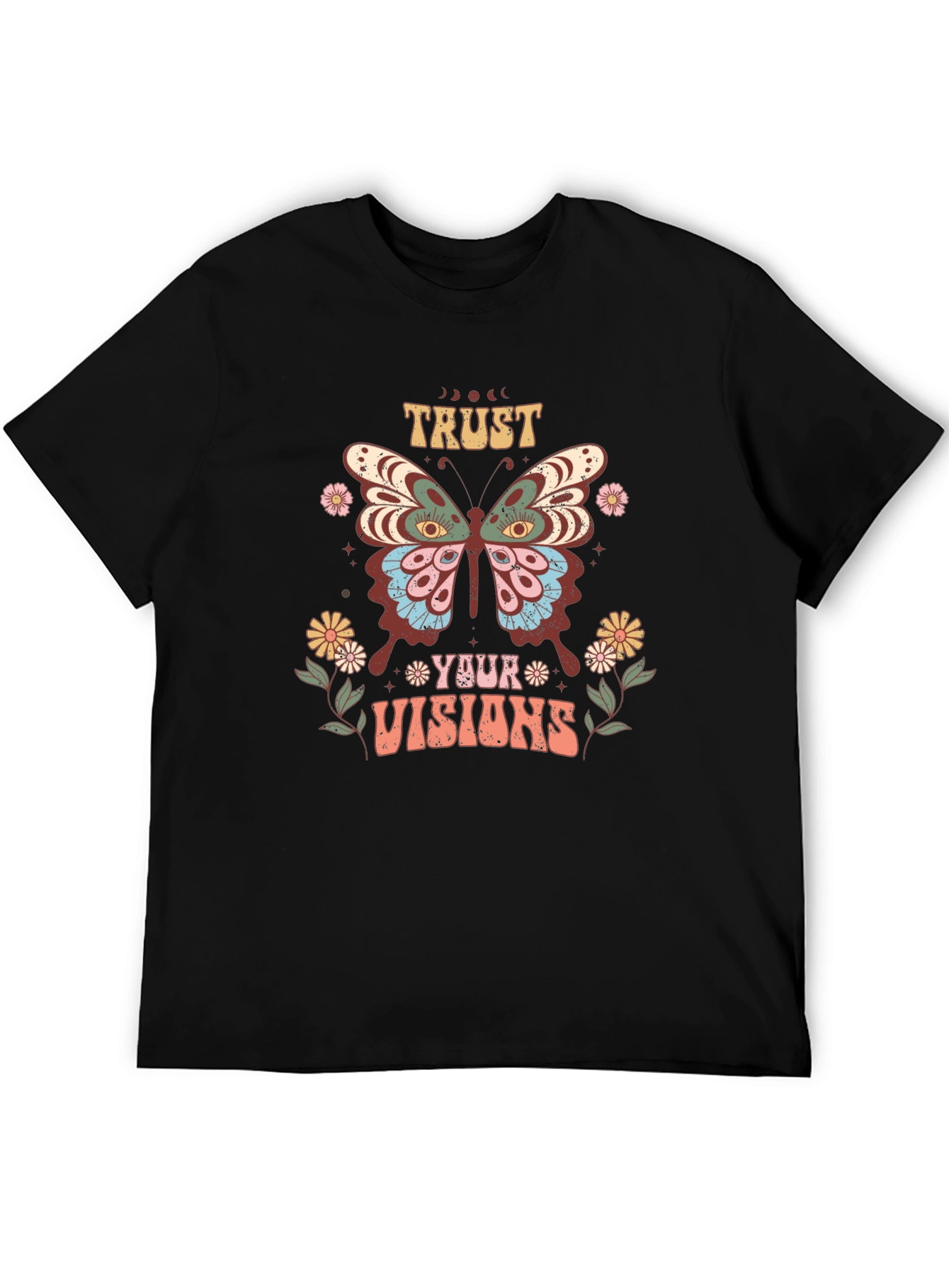 Black Trust Your Visions Butterfly Graphic T-Shirt view 5