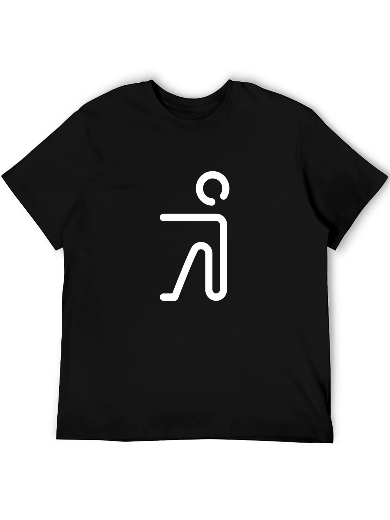 Black Minimalist Human Figure Graphic Tee - Black Cotton Blend view 5