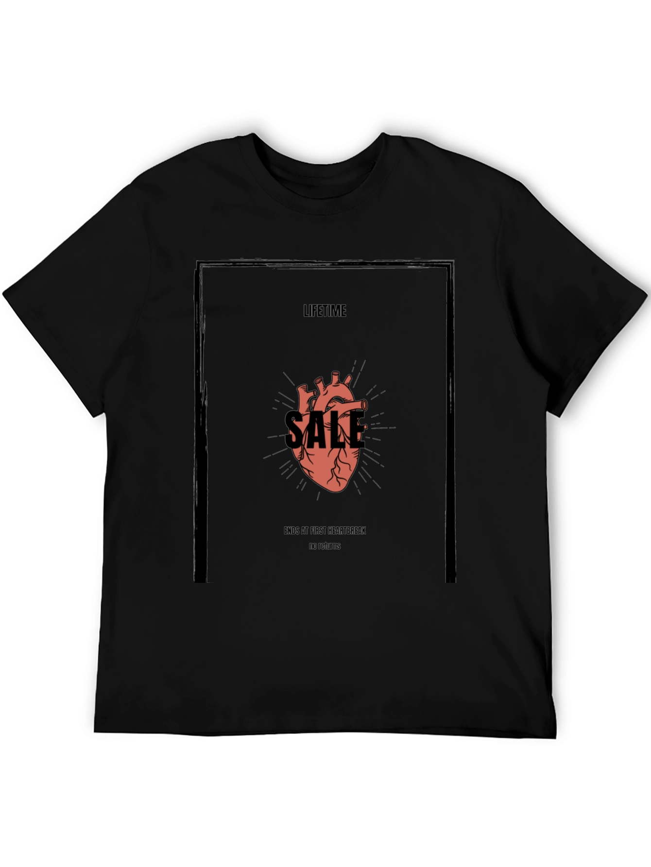 Black Lifetime Sale Heart Graphic Tee view 5