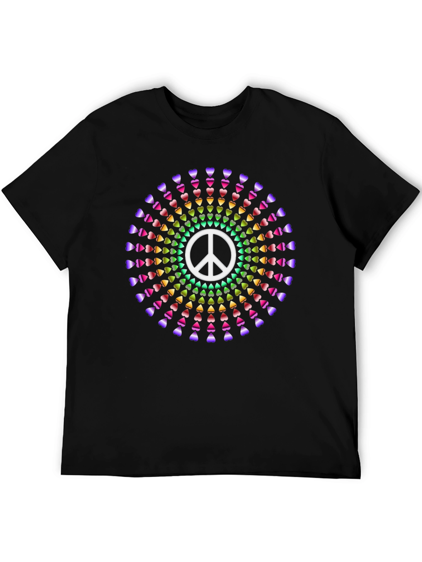 Black Peace Sign Heart Rainbow T-Shirt view 5