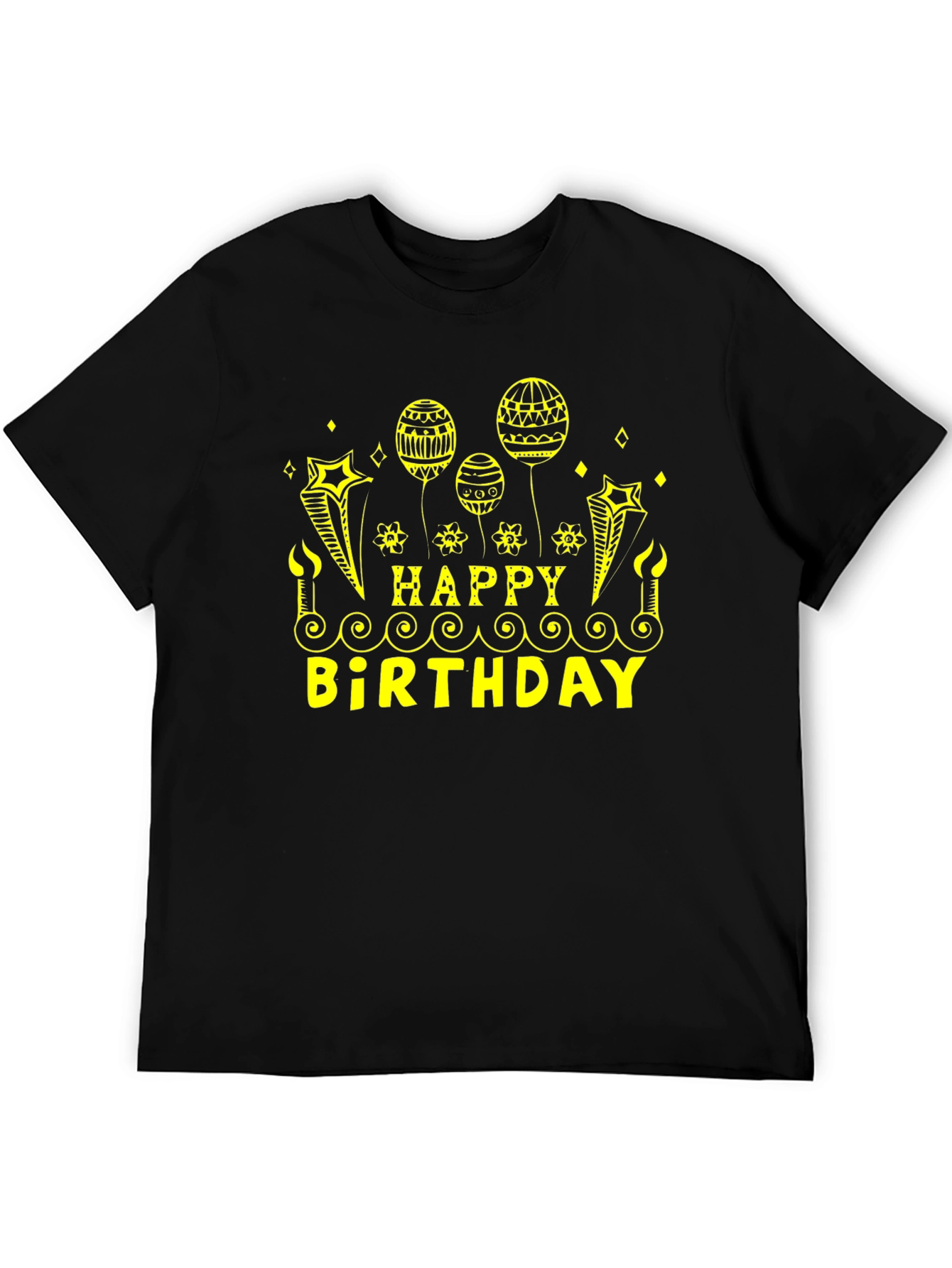 Black Happy Birthday Black T-Shirt view 5