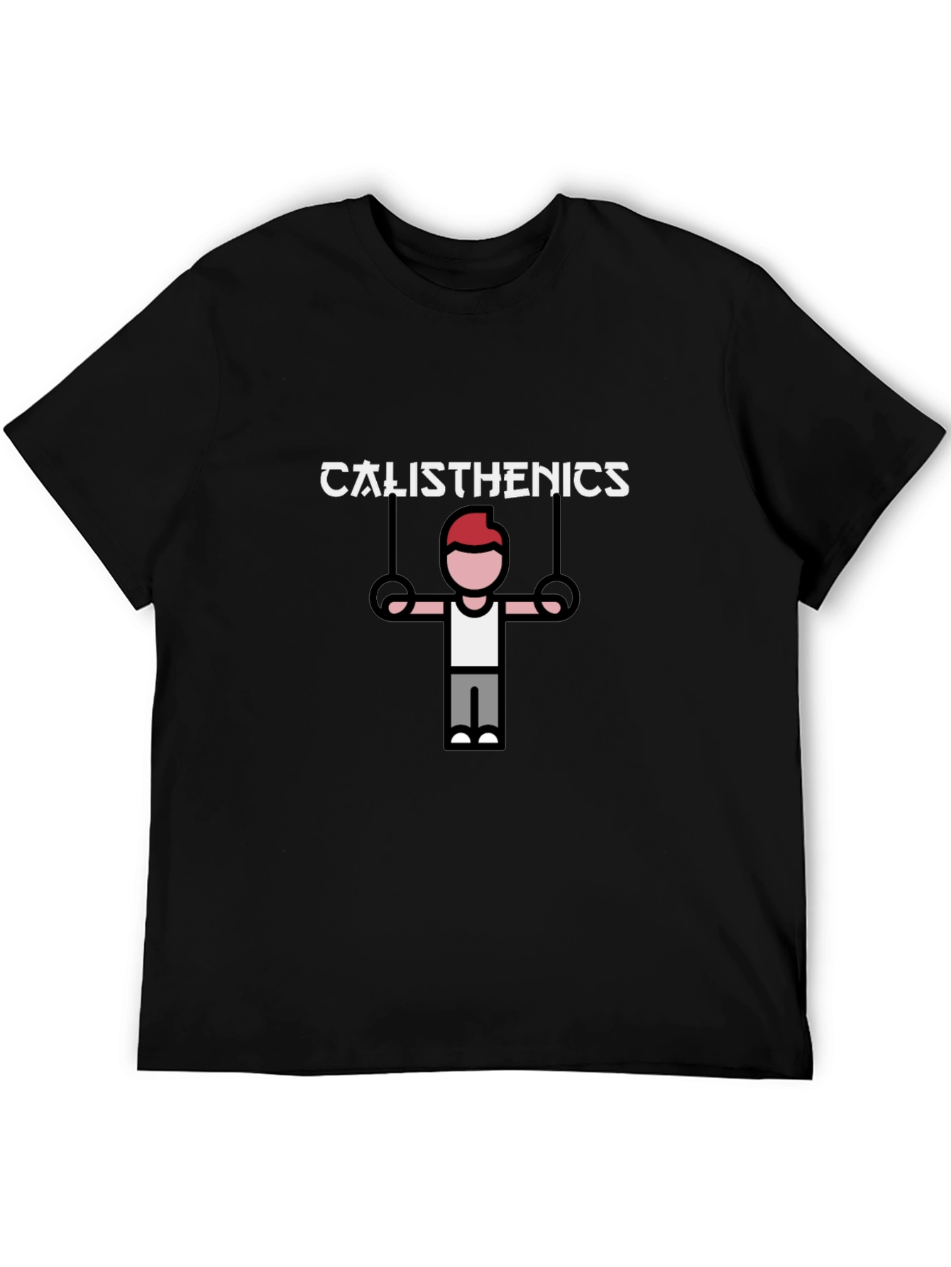 Black Calisthenics Black T-Shirt - Gym Rings Design view 5