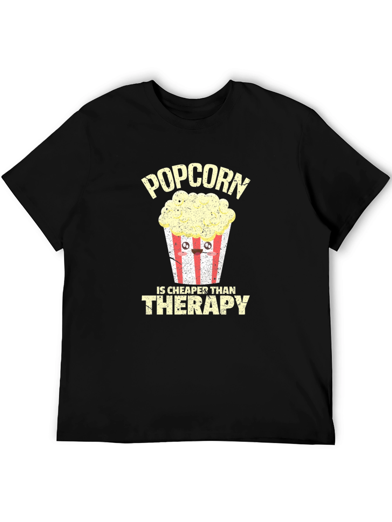 Black Popcorn Cheaper Than Therapy Graphic Tee view 5