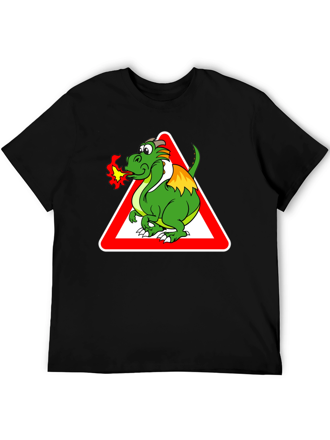 Black Dragon Warning Sign Graphic Tee - Black view 5