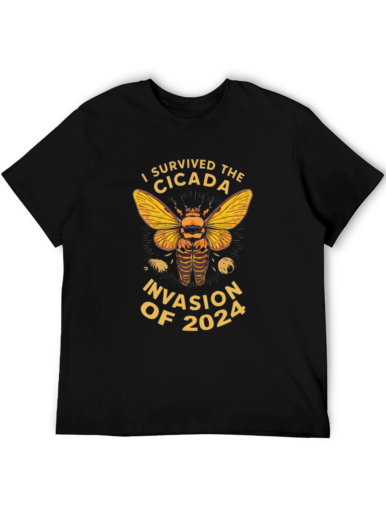 Black I Survived the Cicada Invasion of 2024 T-Shirt view 5