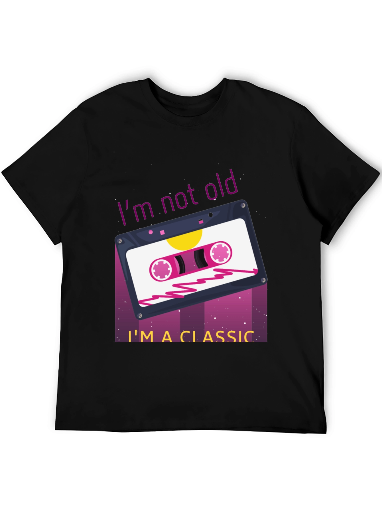 Black Retro Cassette Tape Graphic T-Shirt - "I'm Not Old, I'm a Classic" view 5
