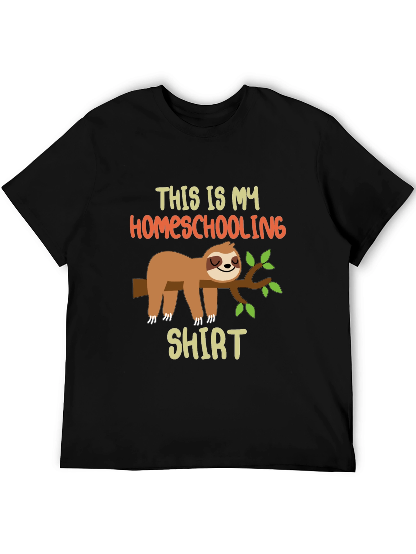 Black Homeschooling Sloth T-Shirt view 5