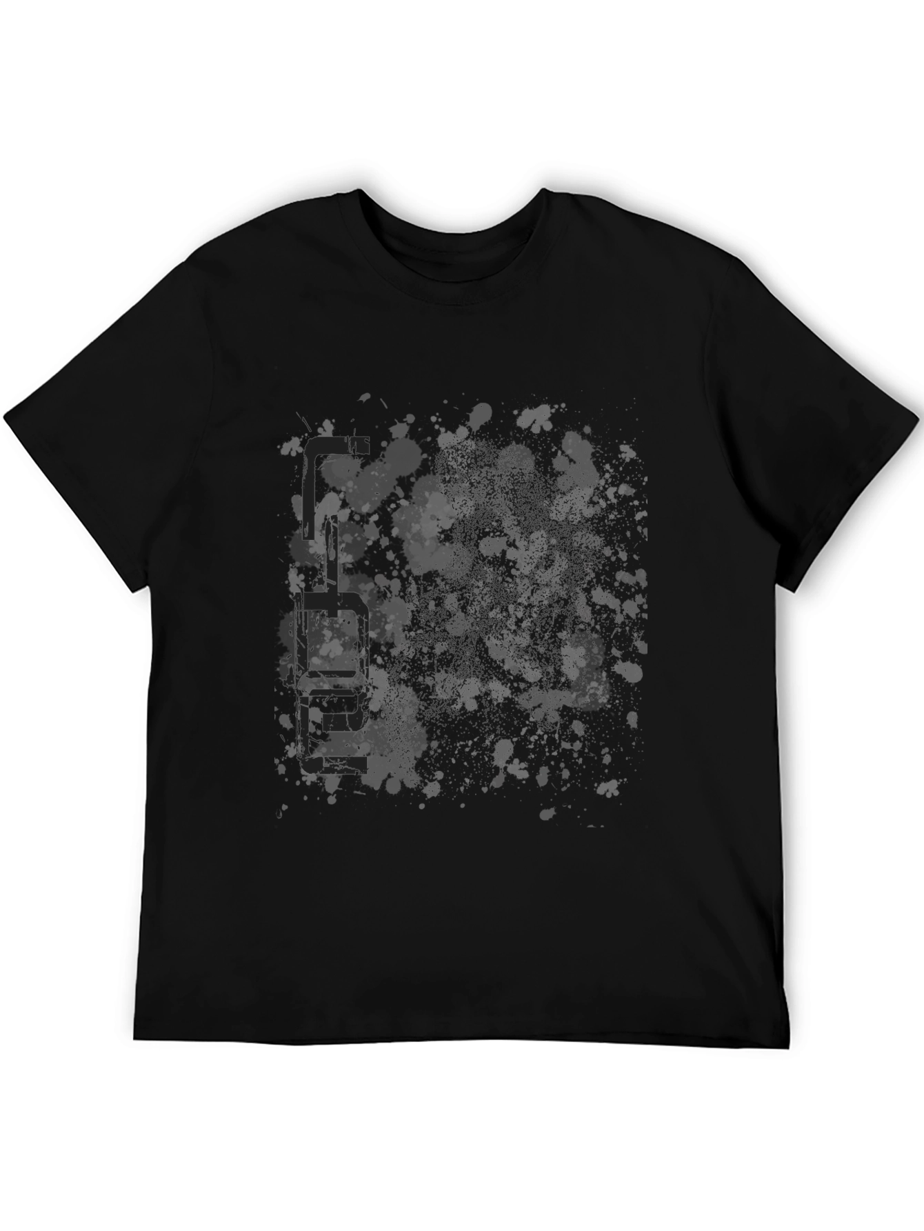 Black Men's Graphic Black T-Shirt - Abstract Splatter Design view 5