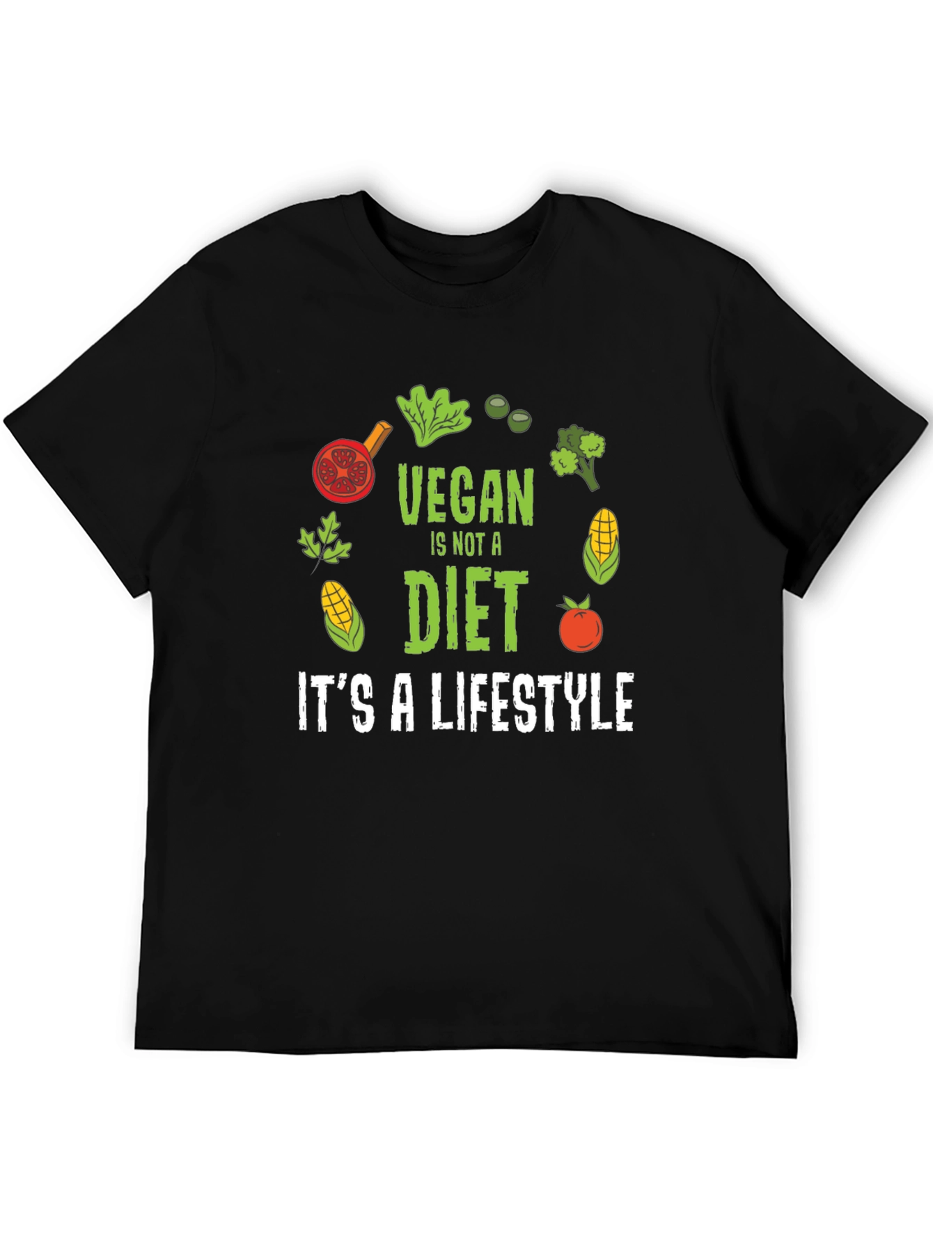 Black Vegan Lifestyle Graphic T-Shirt - Black view 5