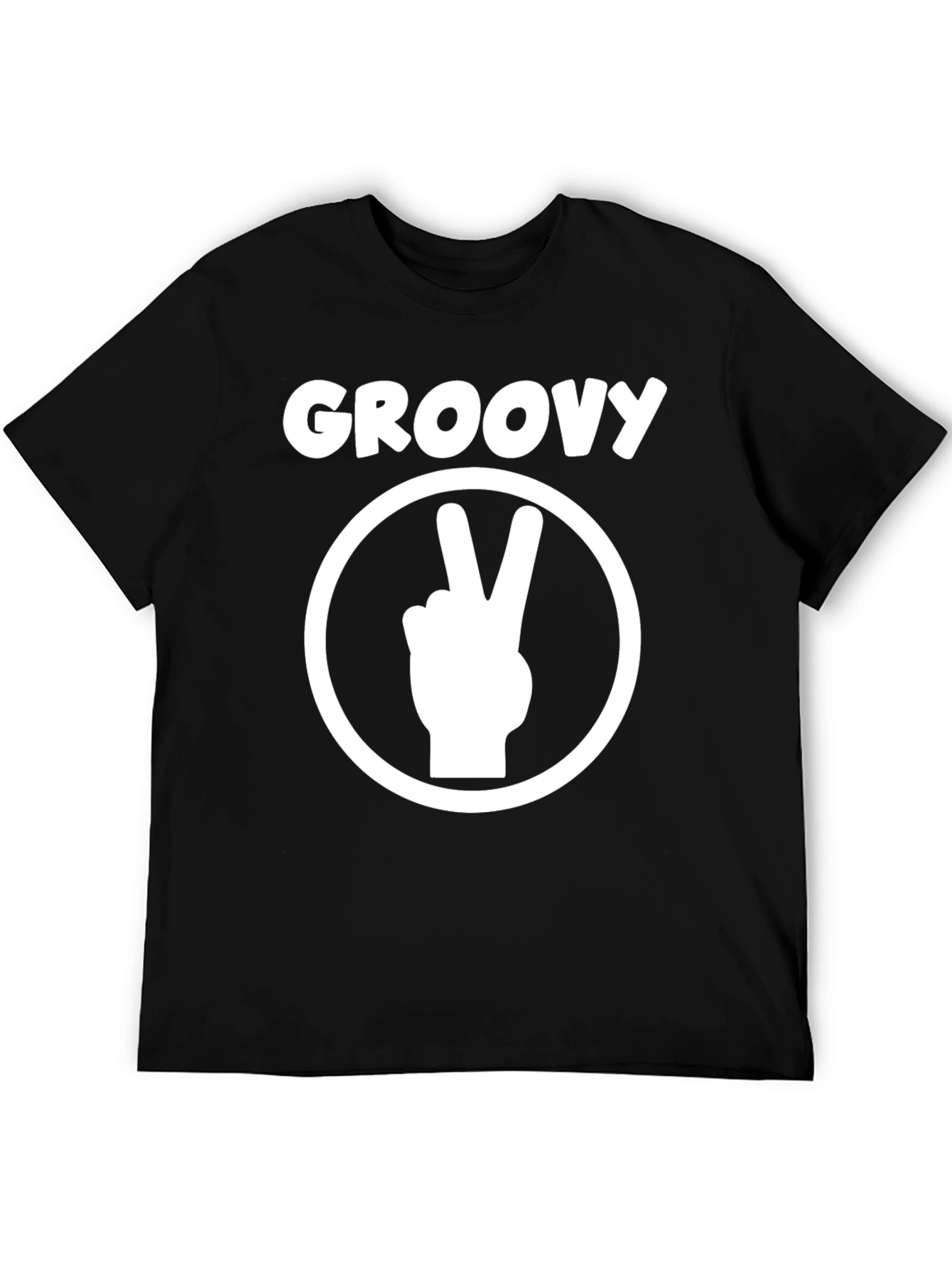 Black Groovy Peace Sign T-Shirt - Retro Style view 5