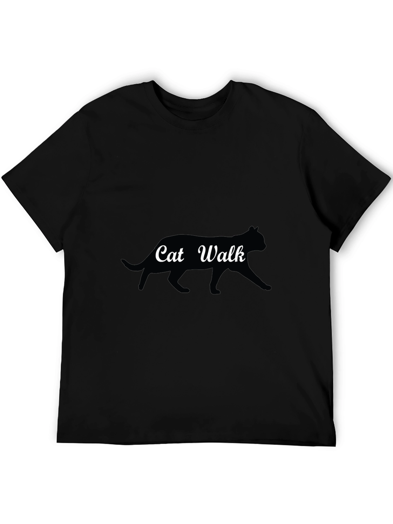 Black Cat Walk Graphic Tee - Black Cotton T-Shirt view 5