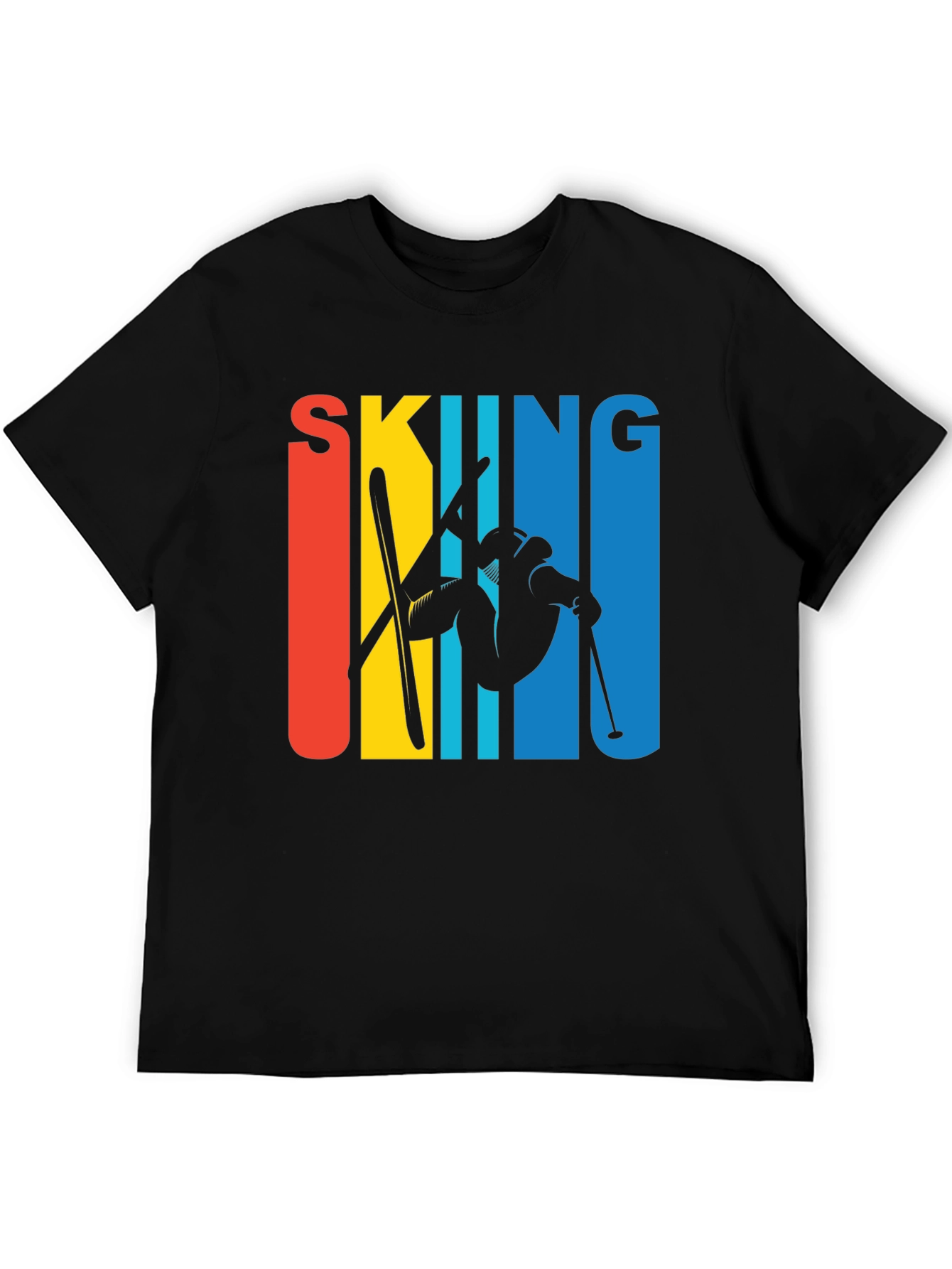 Black Retro Skiing Graphic Tee - Black Unisex T-Shirt view 5
