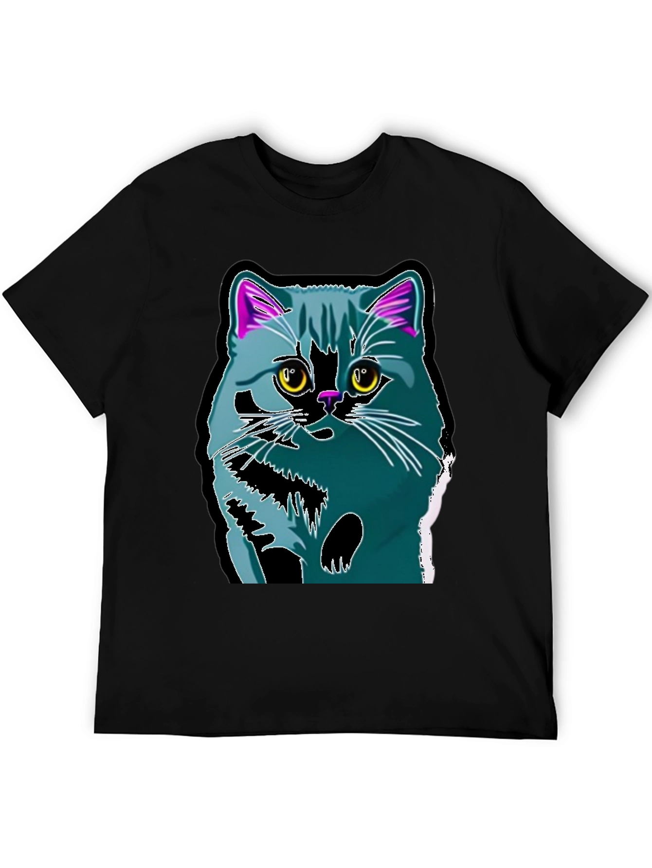 Black Cool Cat Graphic Tee - Men's Black T-Shirt view 5