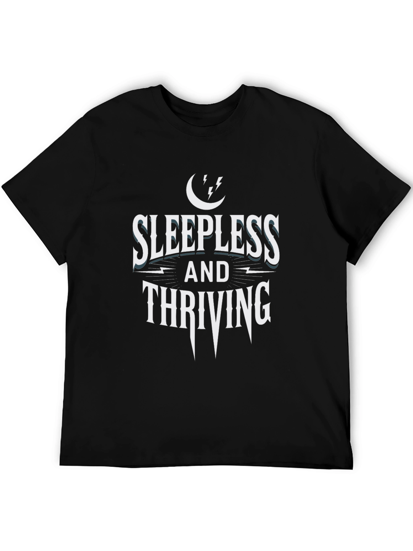 Black Sleepless and Thriving Graphic T-Shirt - Soft Cotton Blend view 5
