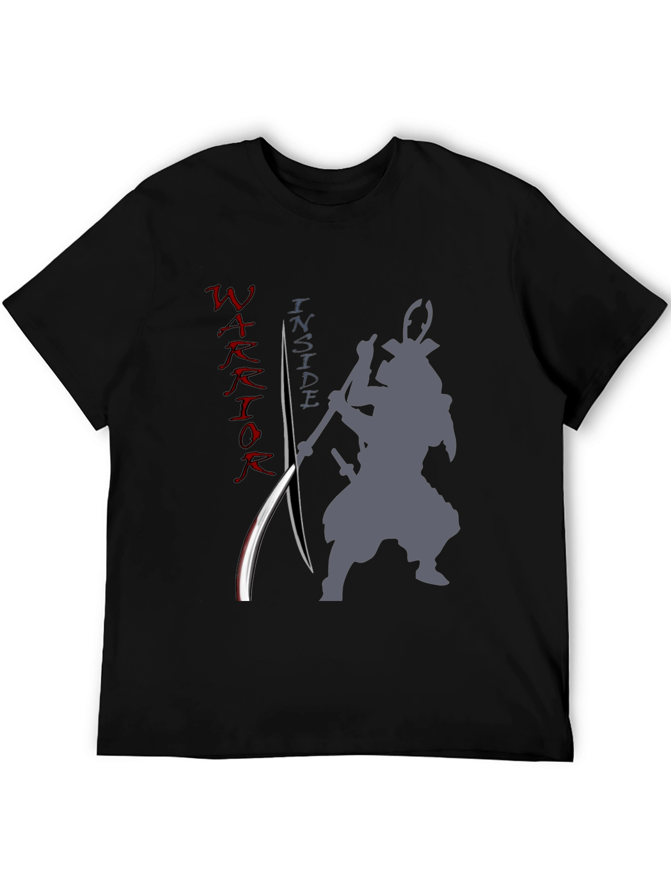 Black Warrior Inside Men's Graphic Tee - Samurai Design view 5