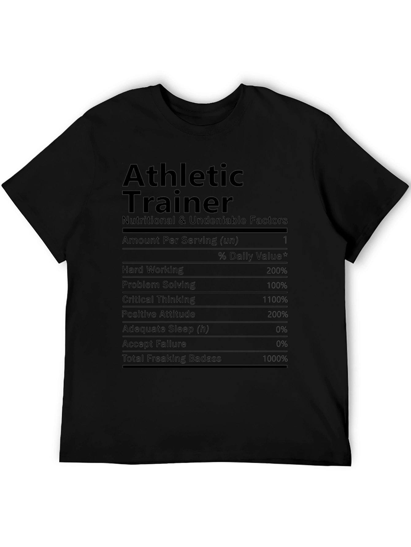 Athletic Trainer 'Nutrition Facts' Black T-Shirt - 5