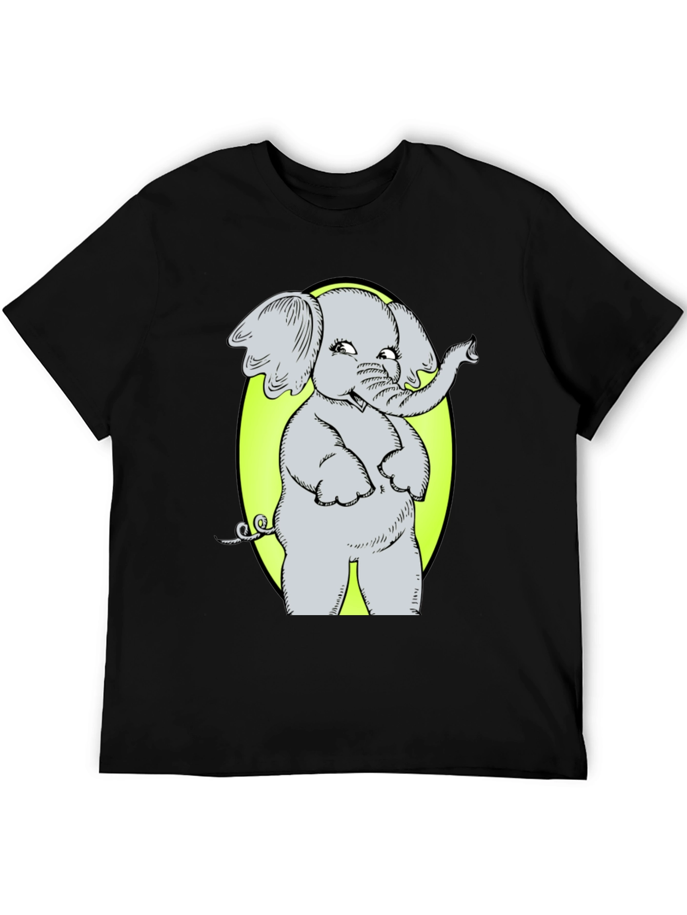 Black Elephant Graphic Tee - Cute Cartoon Design view 5