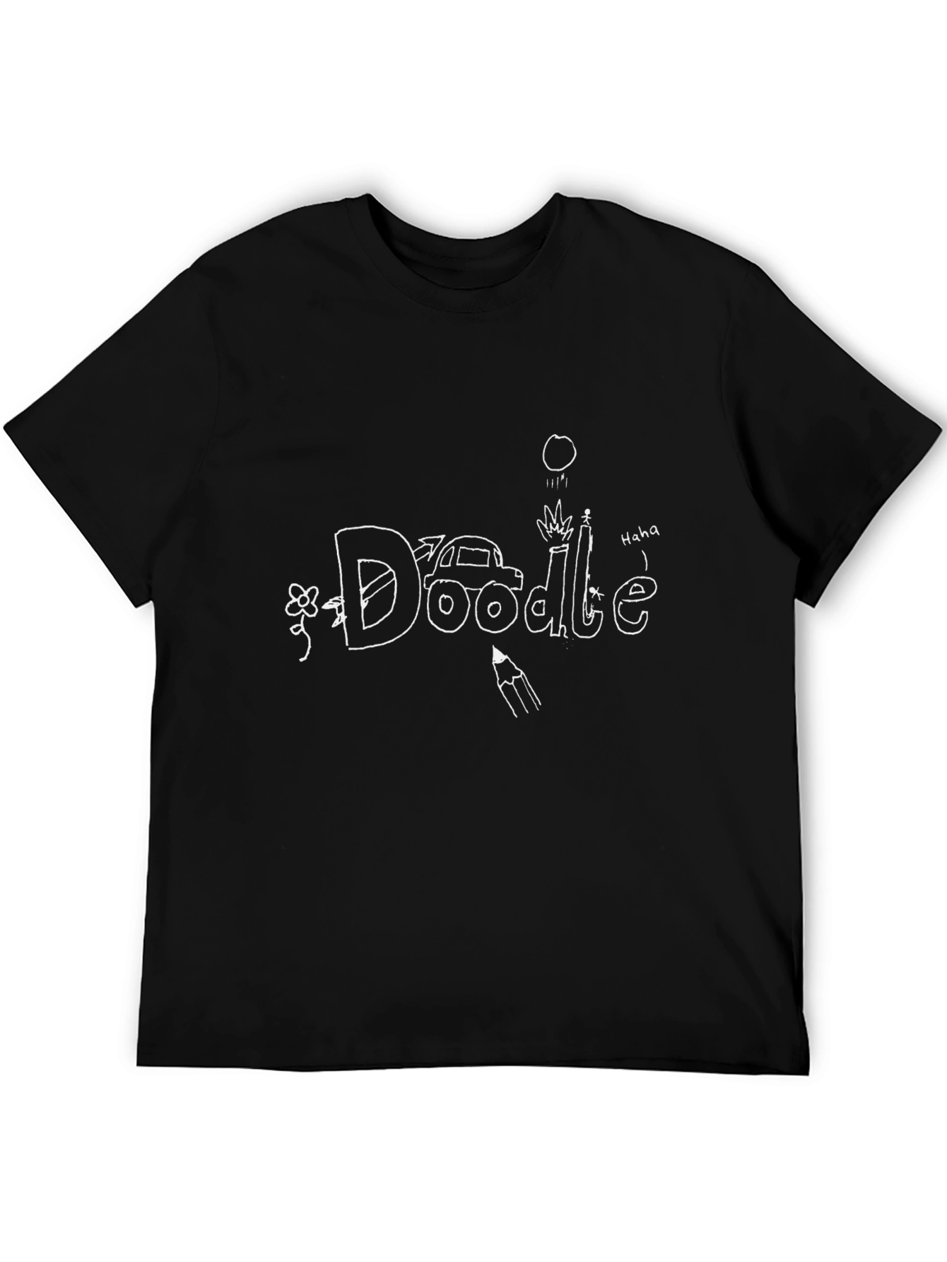 Black Doodle Art Tee - Quirky Casual Style view 5