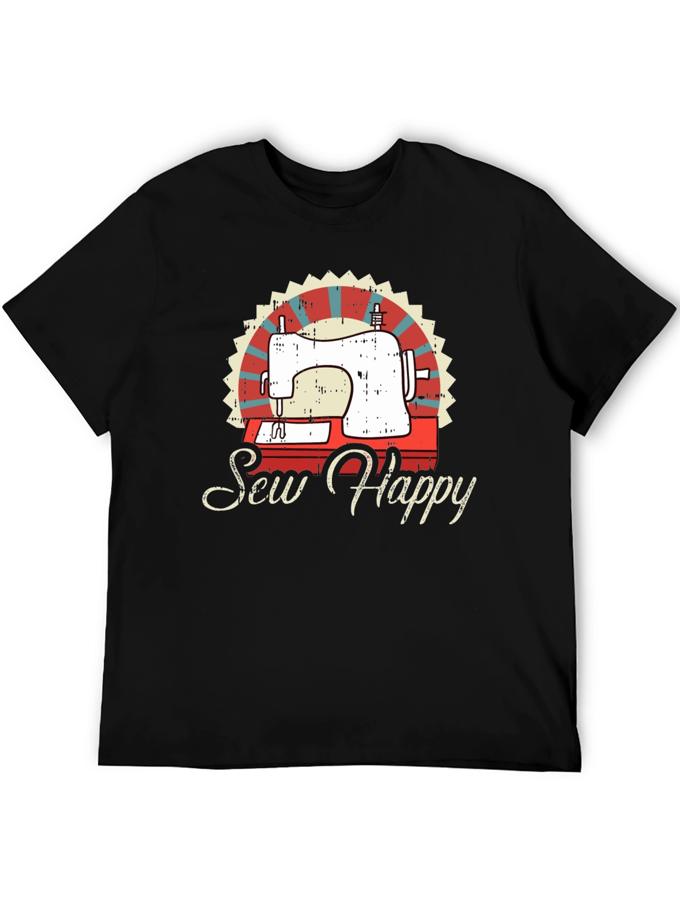 Black Sew Happy Sewing Machine Graphic Tee view 5