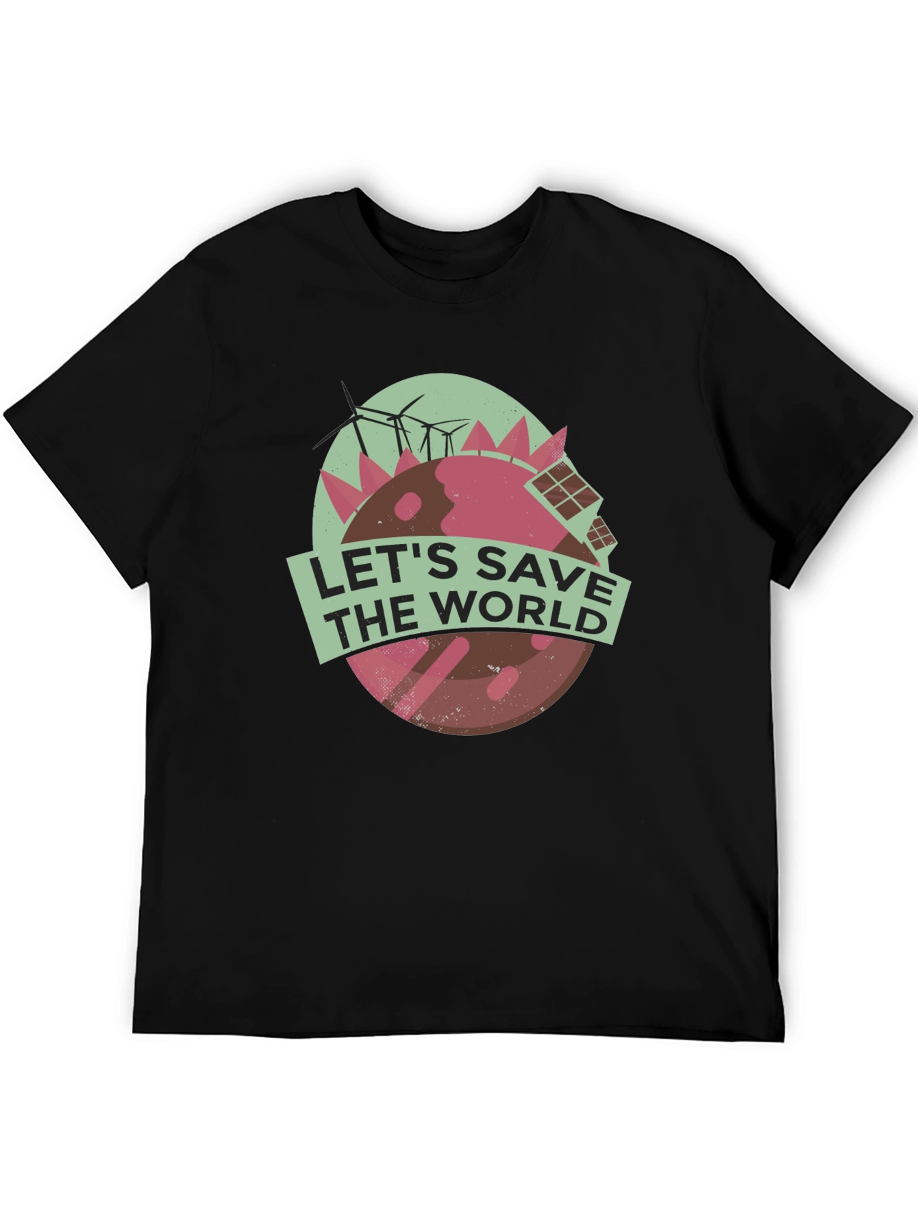 Black Eco-Friendly Earth Tee: Let's Save The World T-Shirt view 5