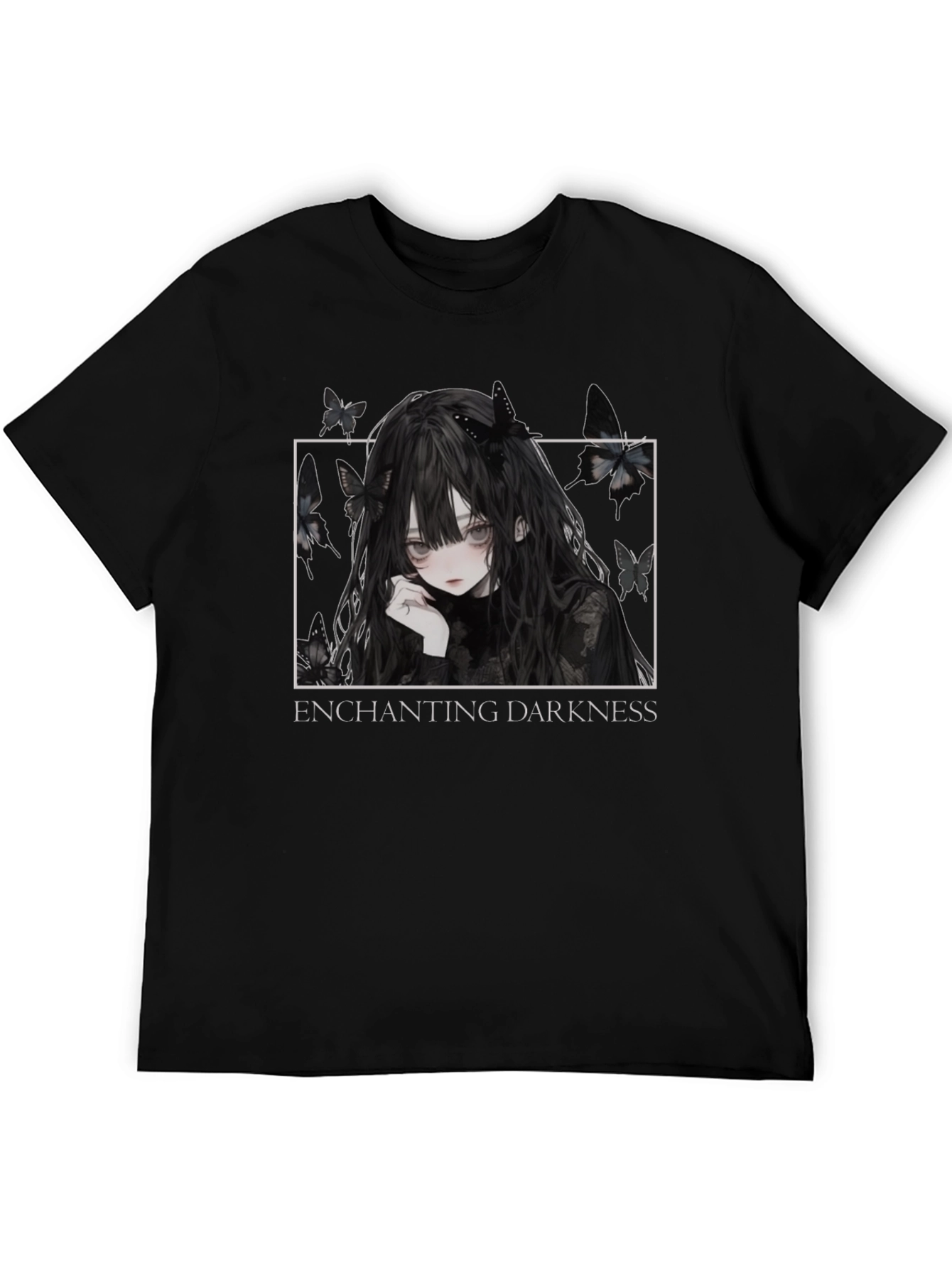Black Enchanting Darkness Anime Girl Graphic Tee - Black view 5