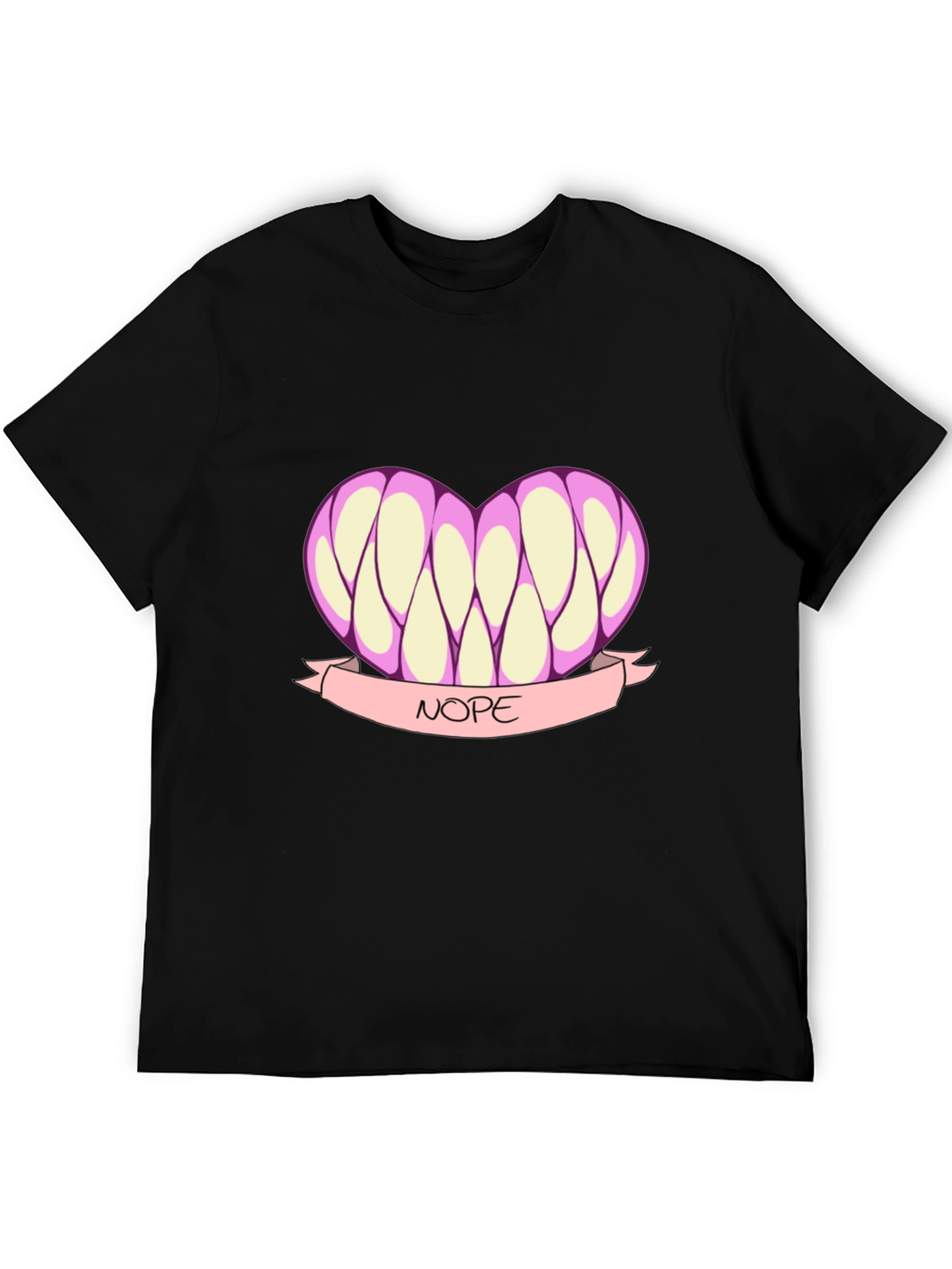 Black Nope Heart T-Shirt - Funny Graphic Tee view 5