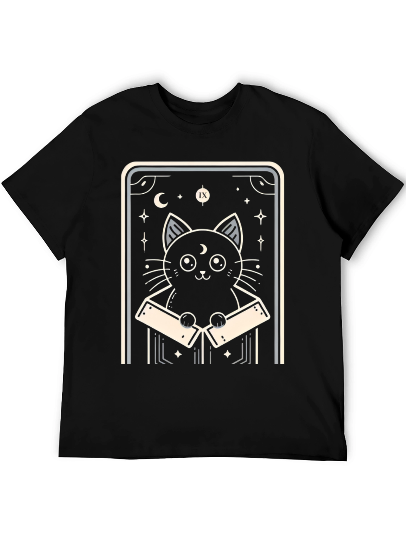 Black Mystic Cat Tarot Card T-Shirt view 5