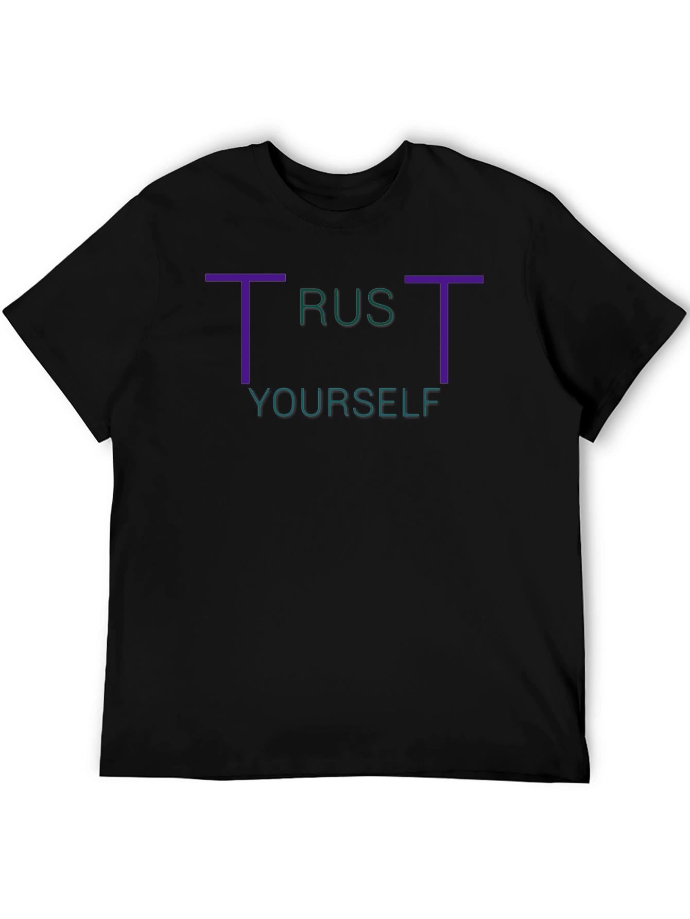 Black Trust Yourself Graphic Tee - Stylish Black T-Shirt view 5