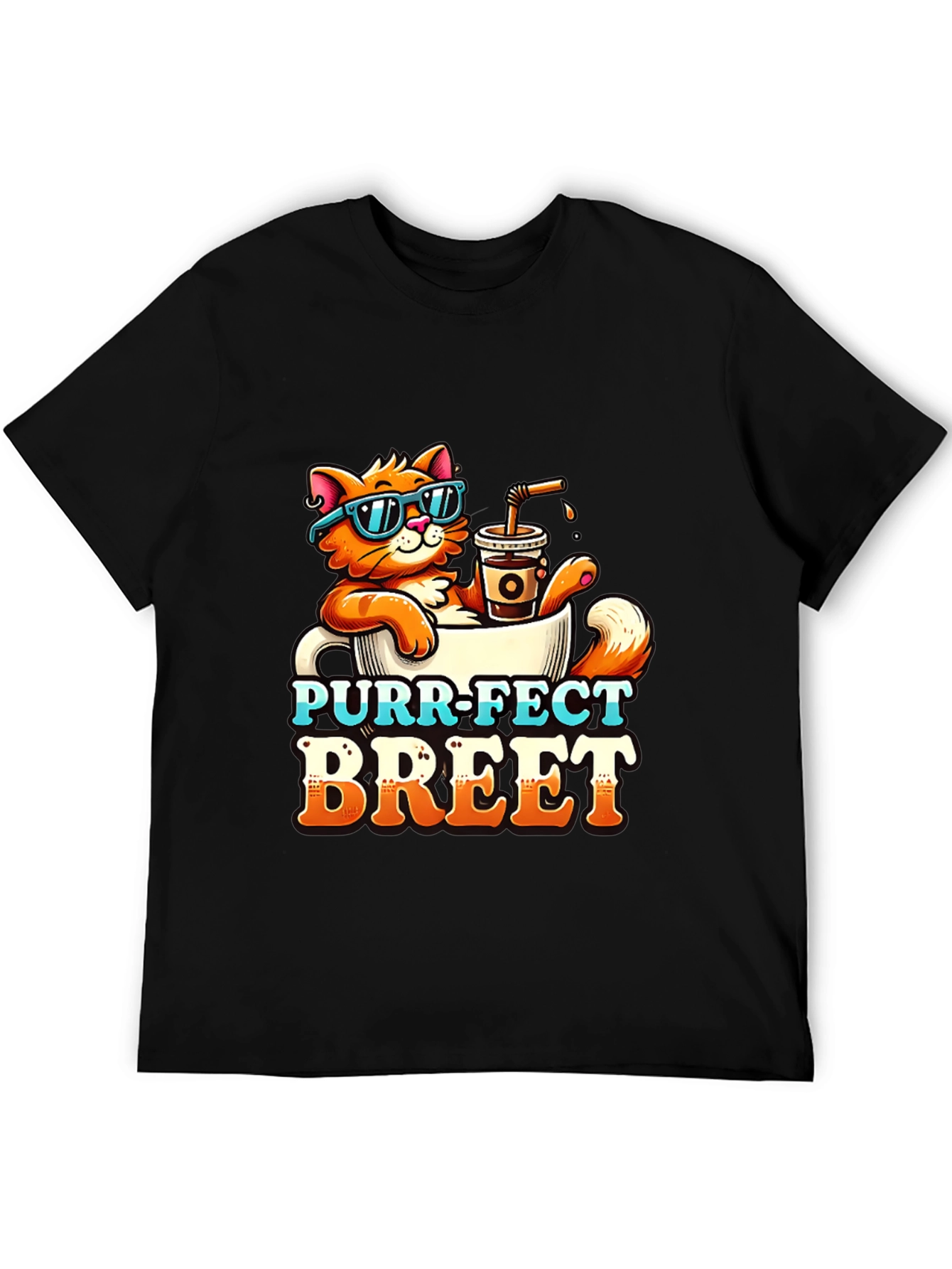 Black Purr-Fect Brew T-Shirt: Cat Coffee Lover Tee view 5