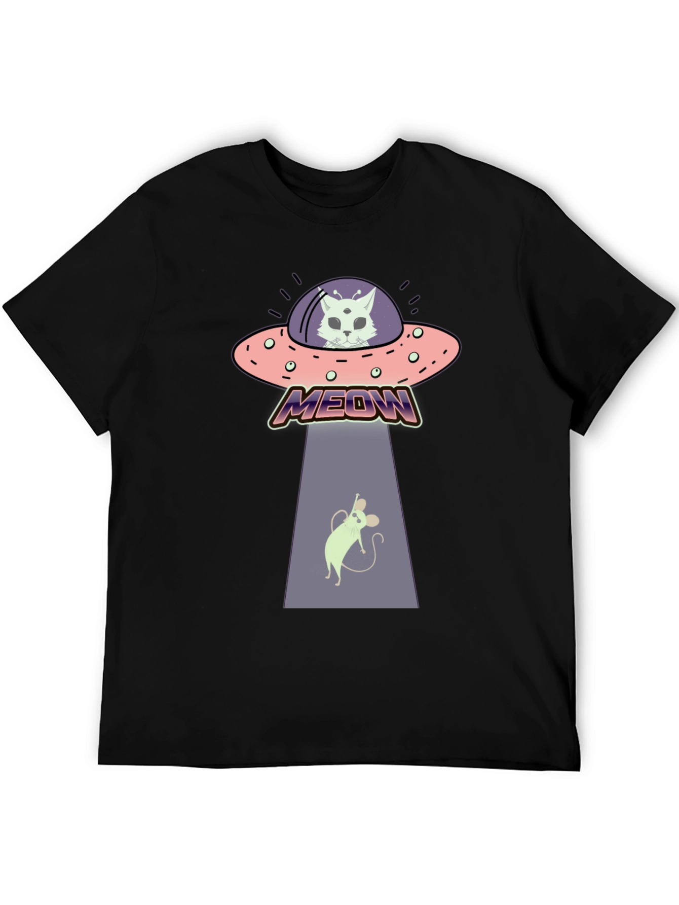 Alien Cat Abduction T-Shirt - Meow! - 5