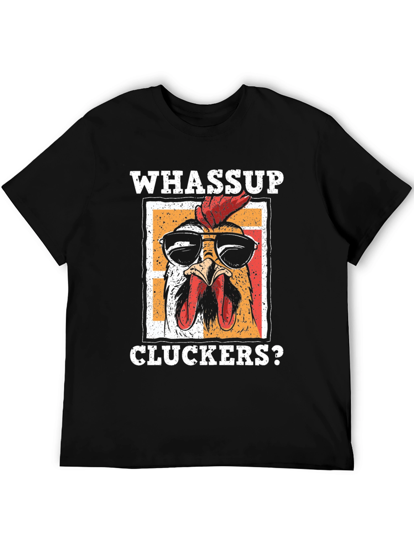 Black Whassup Cluckers? T-Shirt - Cool Chicken Design view 5
