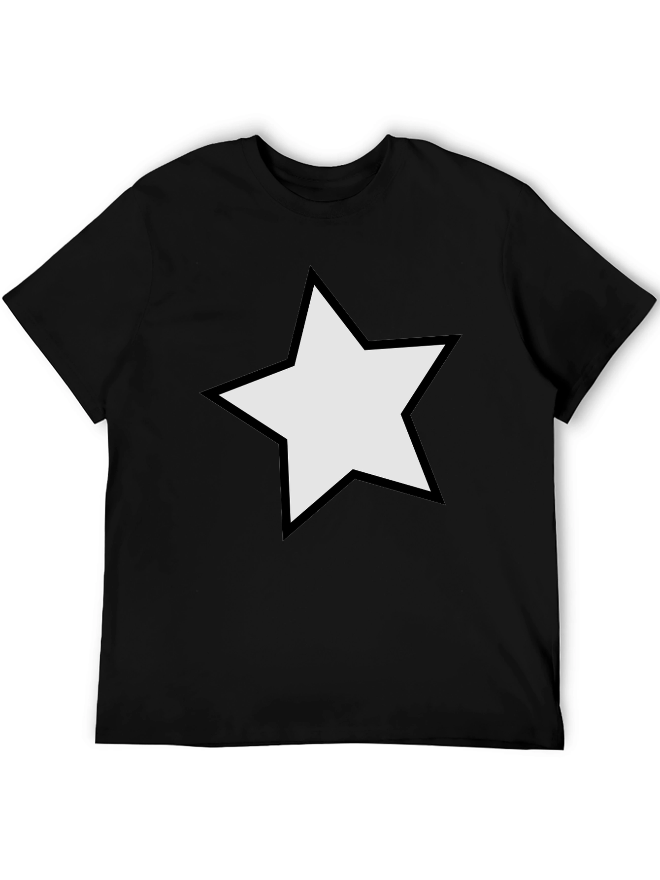 Black Black T-Shirt with Star Design Casual Wear view 5