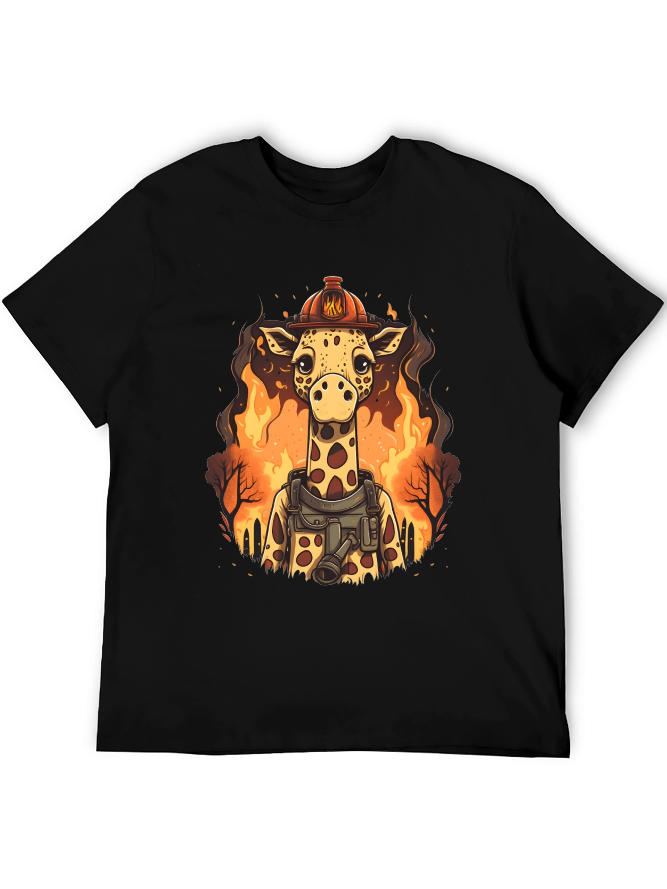 Black Giraffe Firefighter Graphic Tee view 5