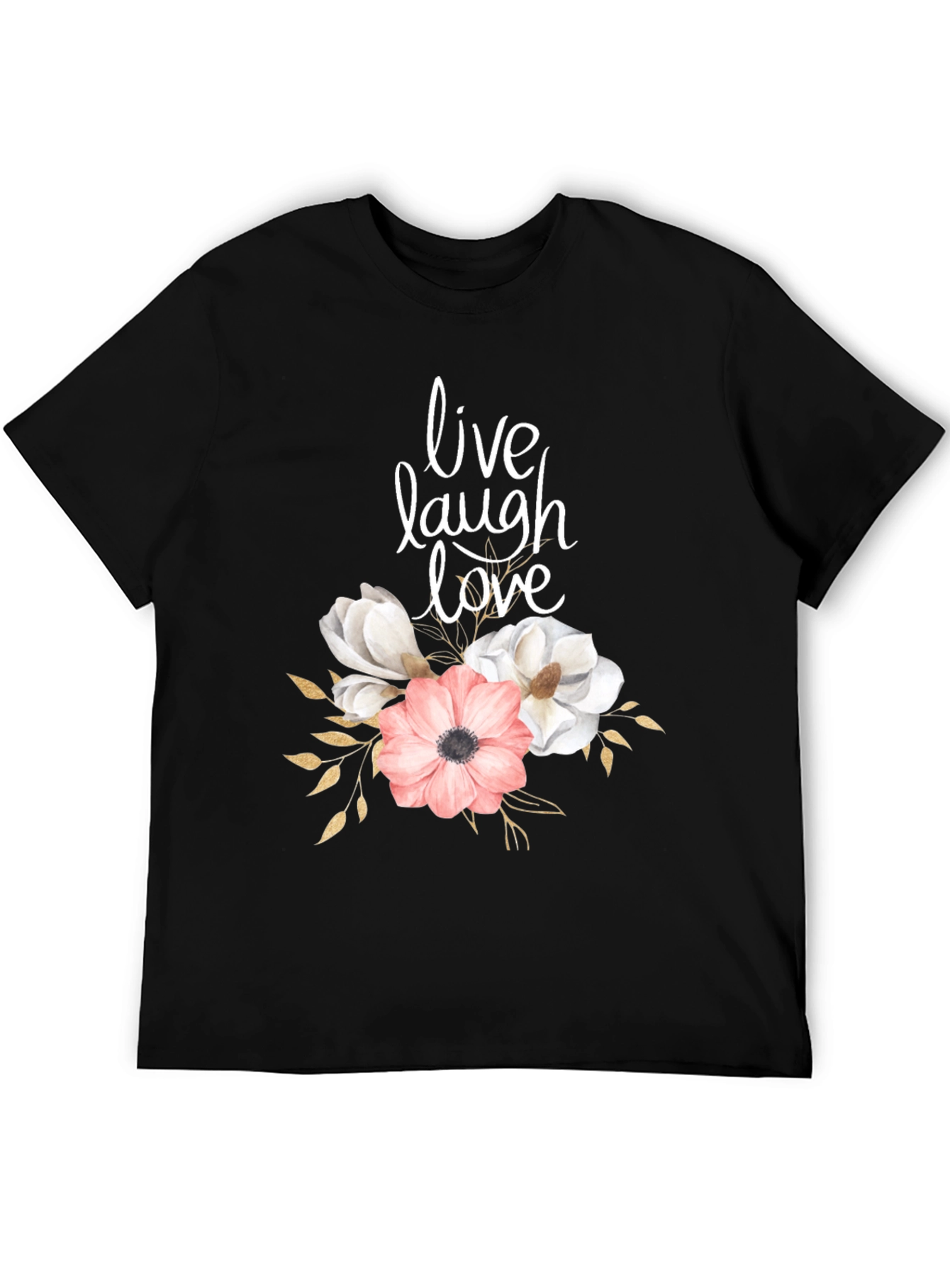 Black Live Laugh Love Floral Graphic T-Shirt view 5