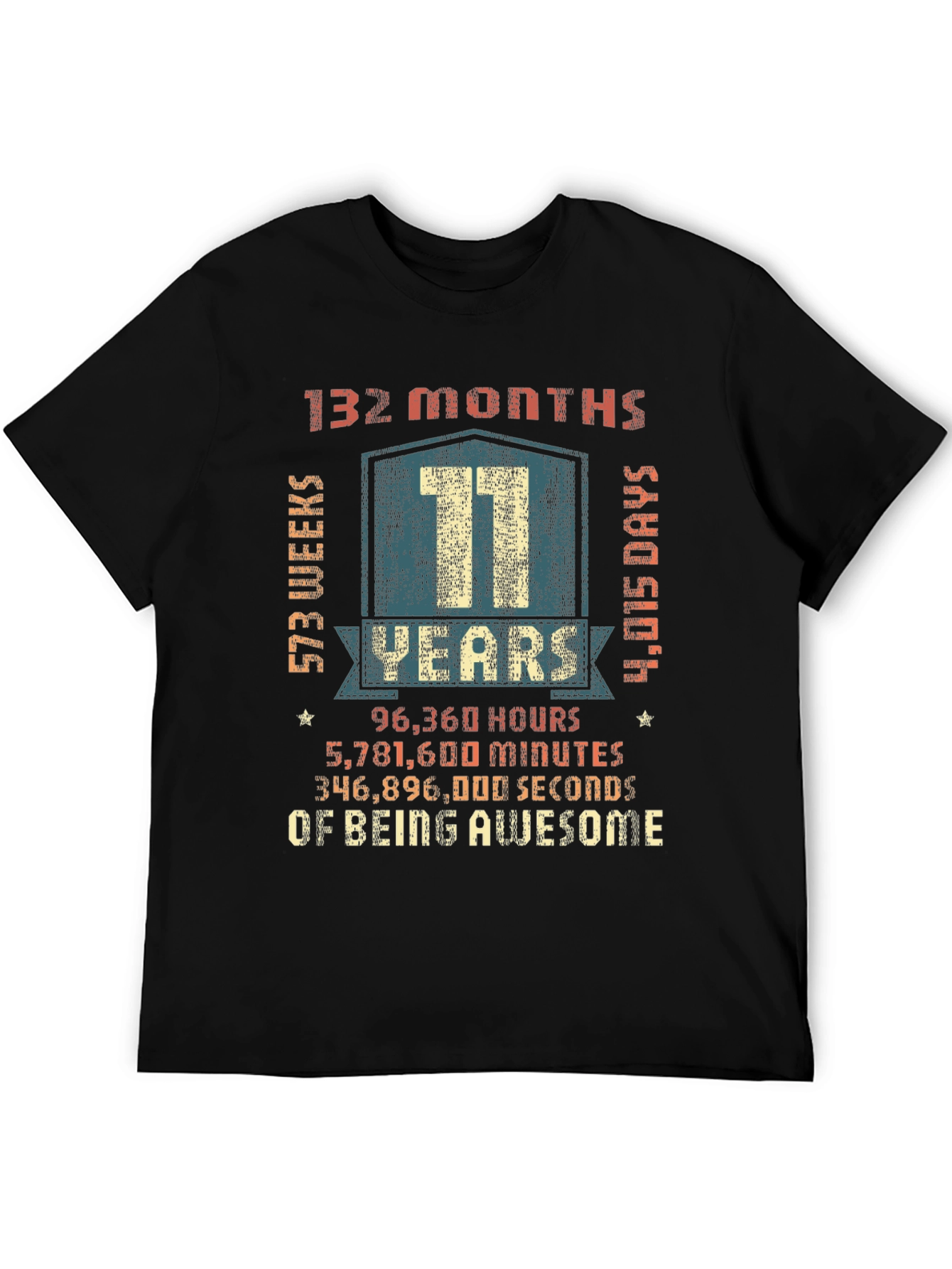 Black 11 Years of Being Awesome Graphic Tee view 5