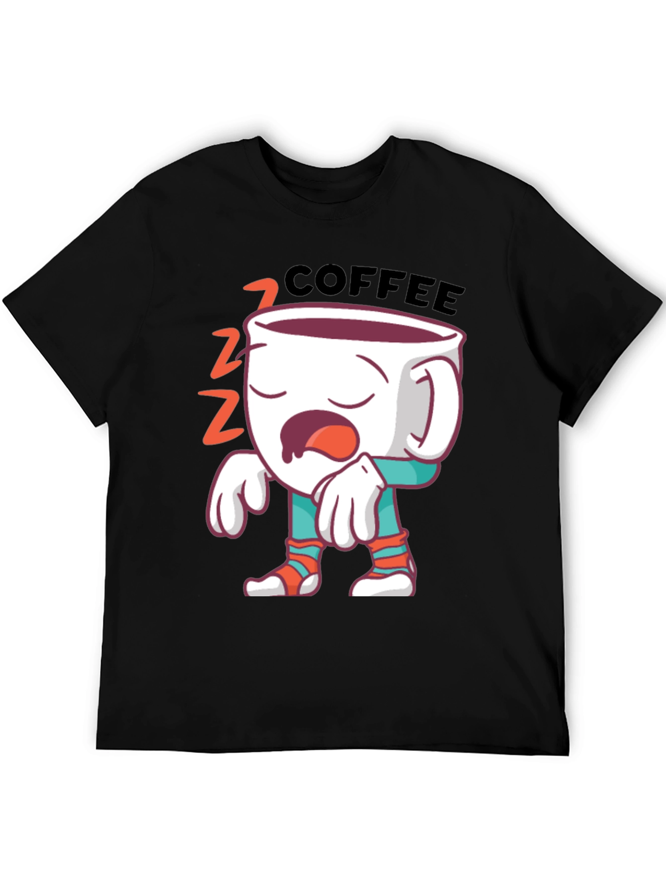 Black Funny Sleepy Coffee T-Shirt - Wake Up Call Tee view 5